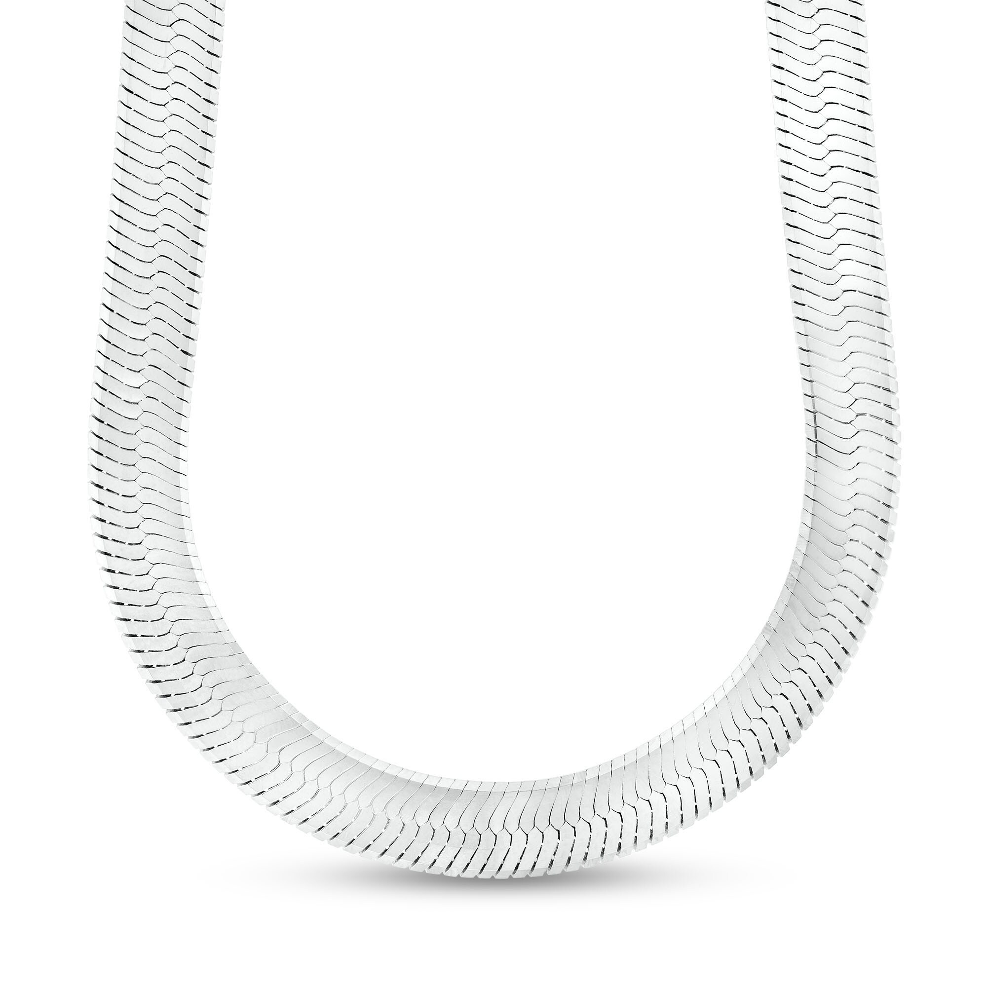 7.0mm Diamond-Cut Herringbone Chain Necklace in Solid Sterling
