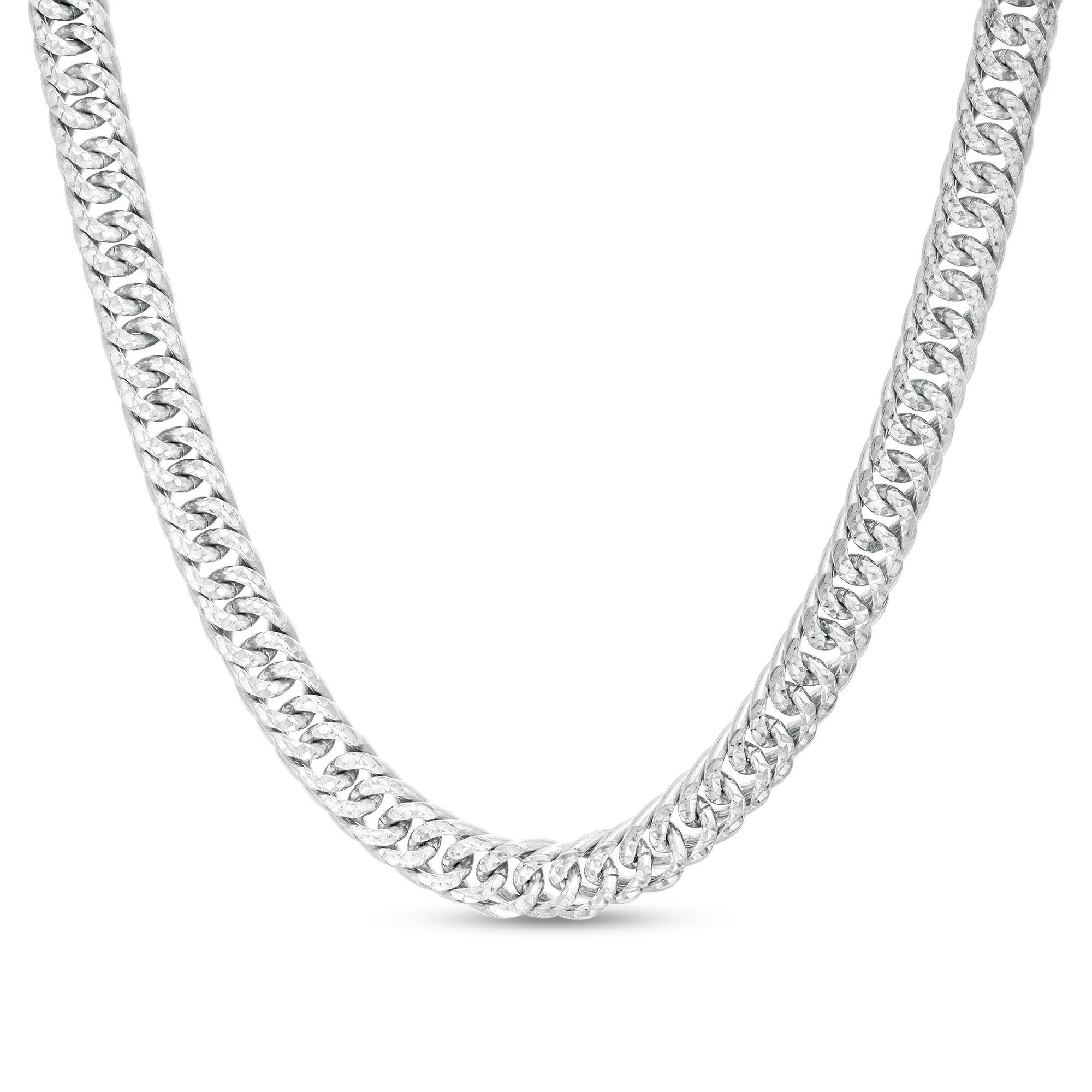 5.6mm Diamond-Cut Curb Chain Necklace in Solid Sterling Silver