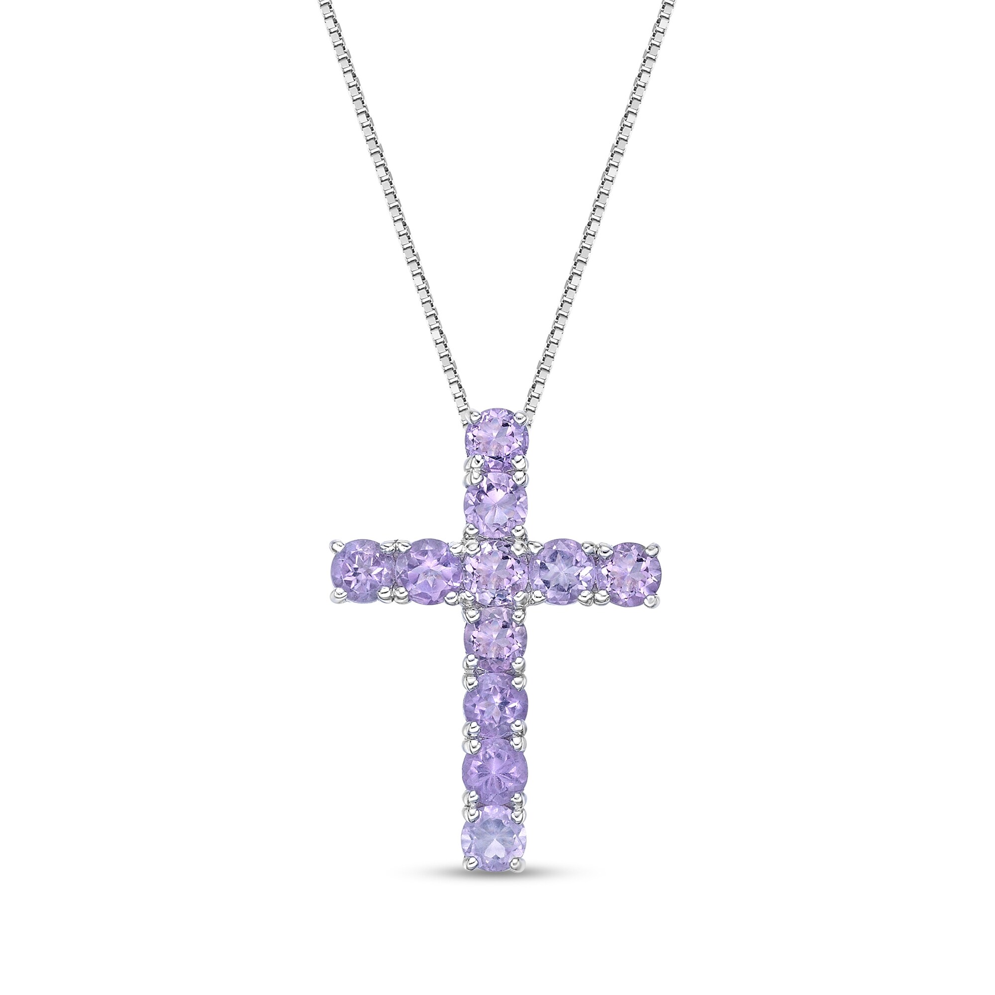 3.5mm Amethyst Cross Pendant in Sterling Silver | Zales Outlet