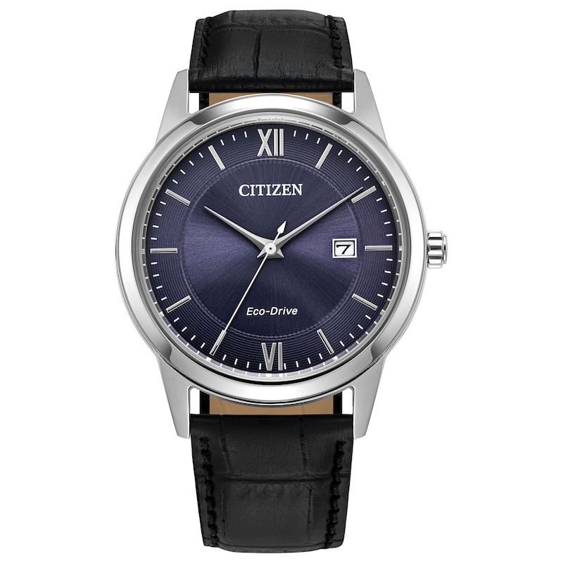 Men's Citizen Eco-Drive® Classic Black Leather Strap Watch with