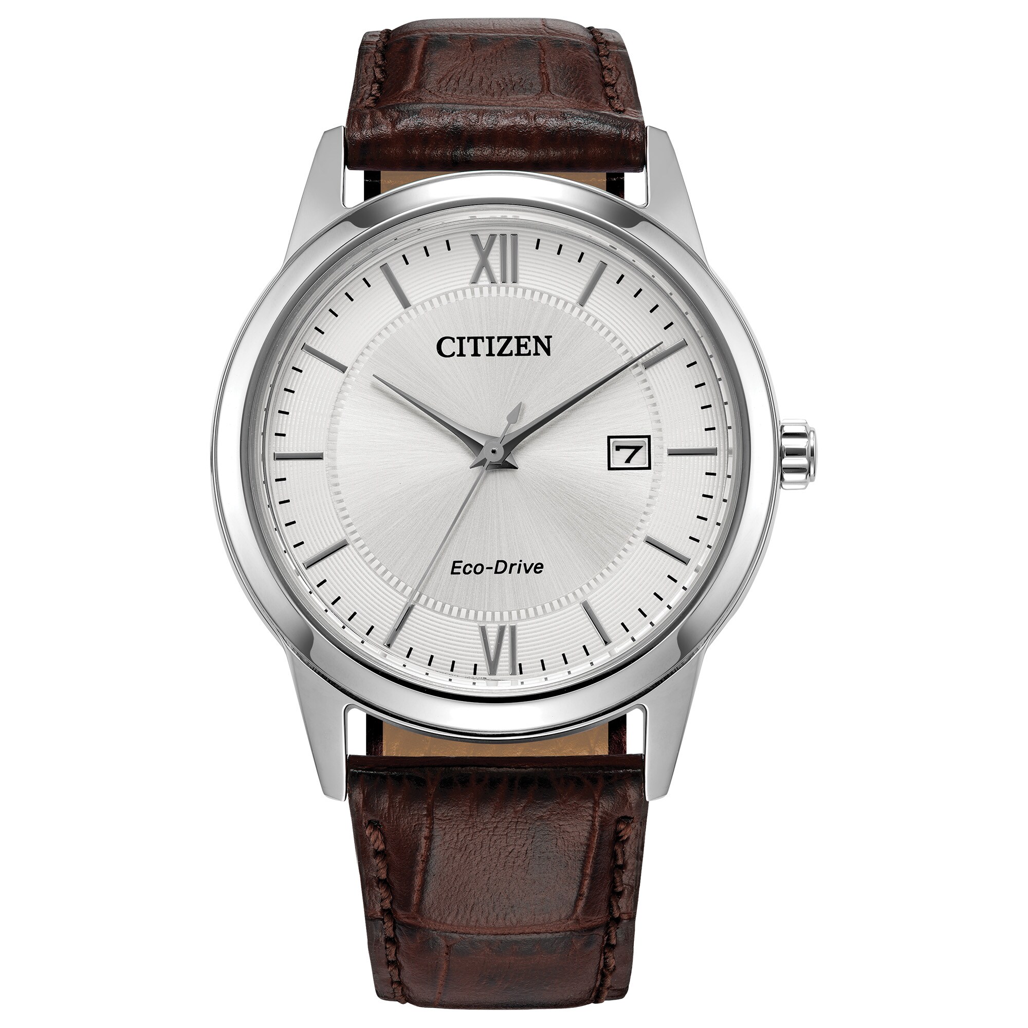 Men's Citizen Eco-Drive® Classic Brown Leather Strap Watch with