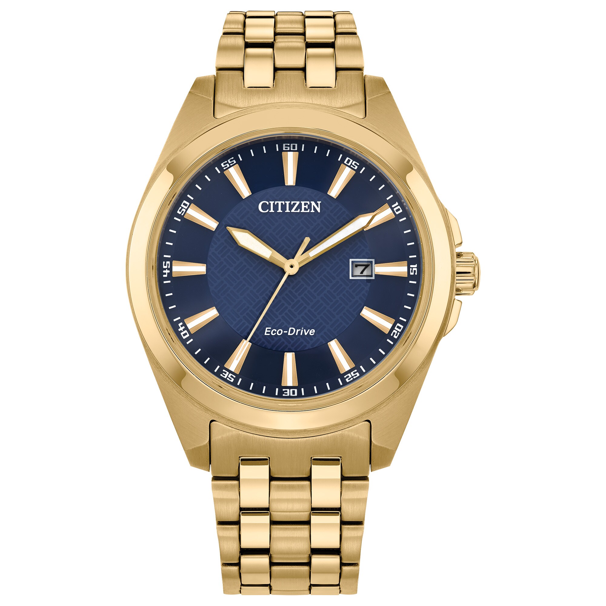 Men's Citizen Eco-Drive® Classic Gold-Tone IP Watch with Blue Dial