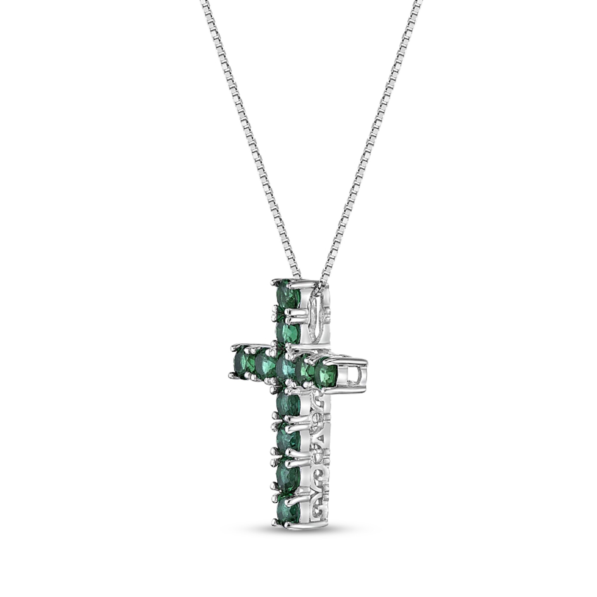 Lab-Created Emerald Cross Pendant in Sterling Silver | Zales Outlet