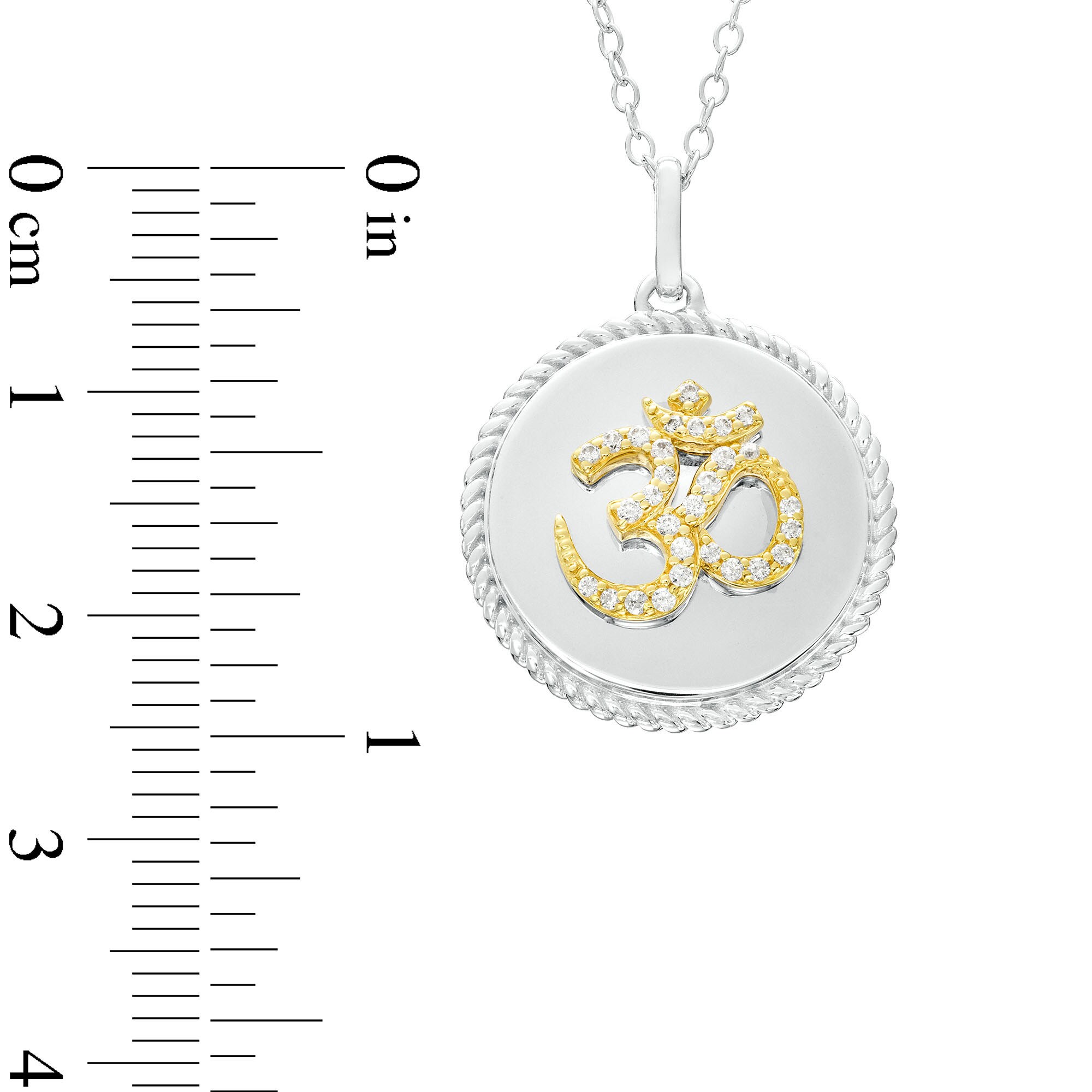 1/6 CT. T.W. Diamond Om Rope Frame Circle Pendant in Sterling