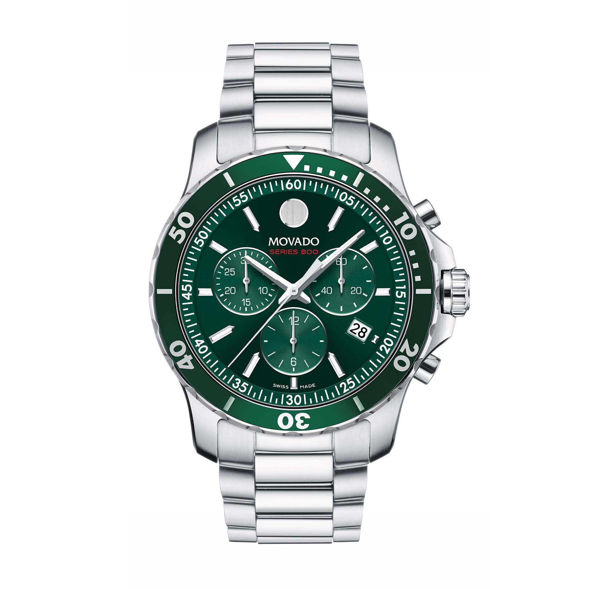 ペテロ Men's Movado Series 800 Chronograph Watch with Green Dial (Model