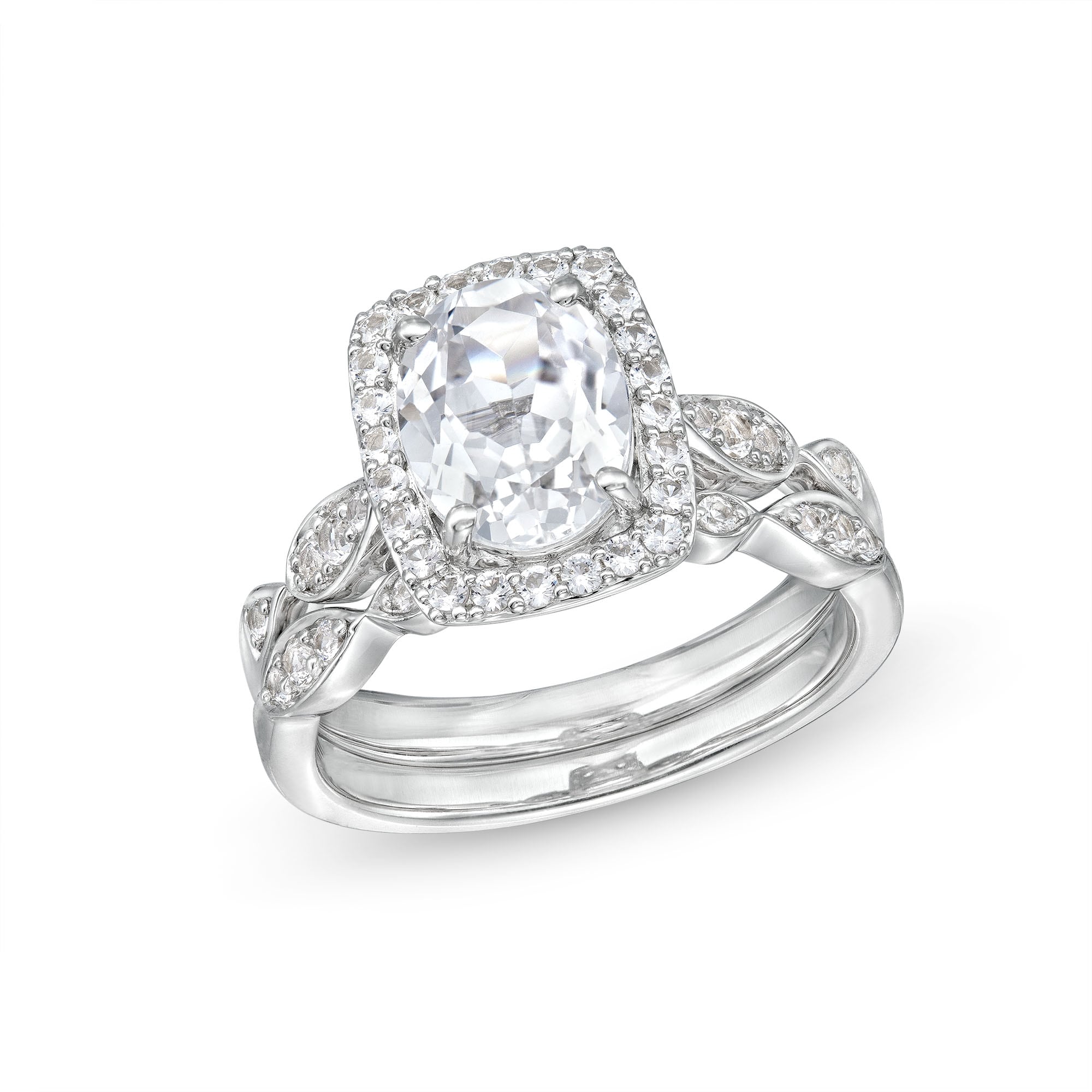 【for マリエモーン様】リビアングラスイヤリング・ホワイトサファイアペントプ Oval White Lab-Created Sapphire Cushion Frame Bridal Set in
