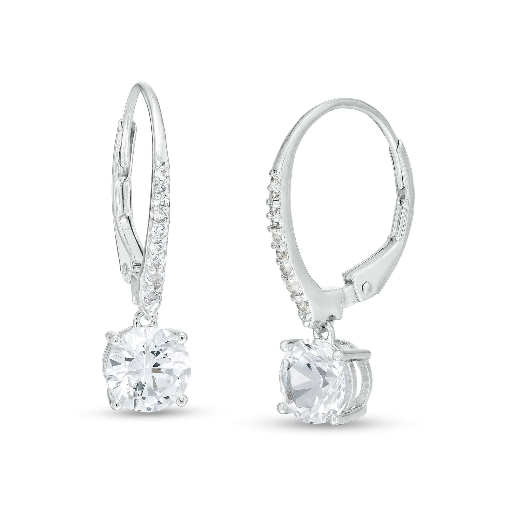 6.25mm White Lab-Created Sapphire Drop Earrings in Sterling Silver