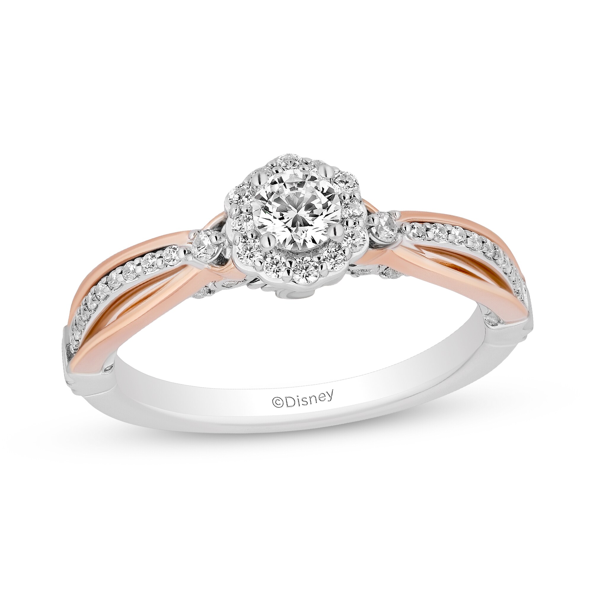 ♡ベル♡ Enchanted Disney Belle 1/2 CT. T.W. Diamond Scallop Frame Split
