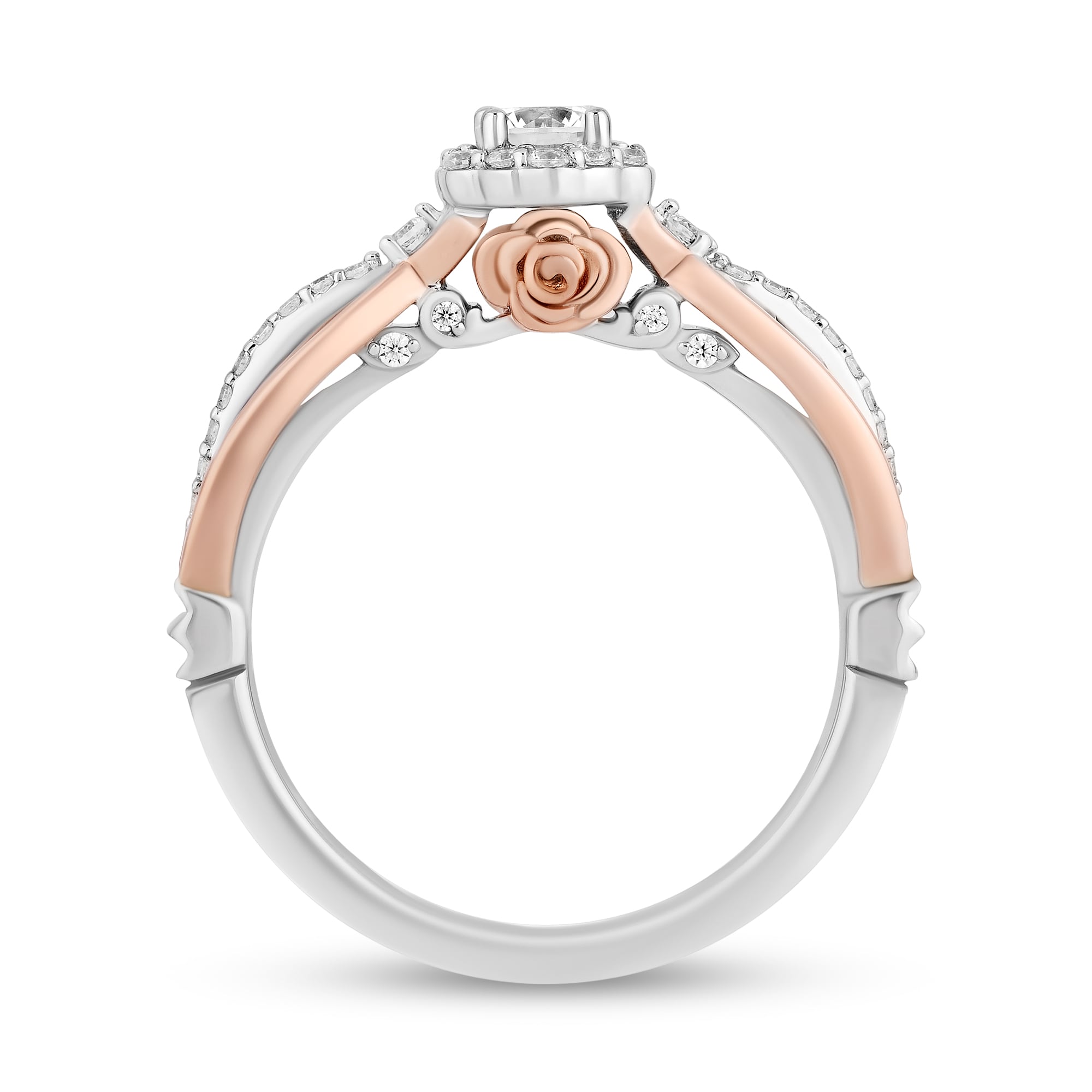 Enchanted Disney Belle 1/2 CT. T.W. Diamond Scallop Frame Split