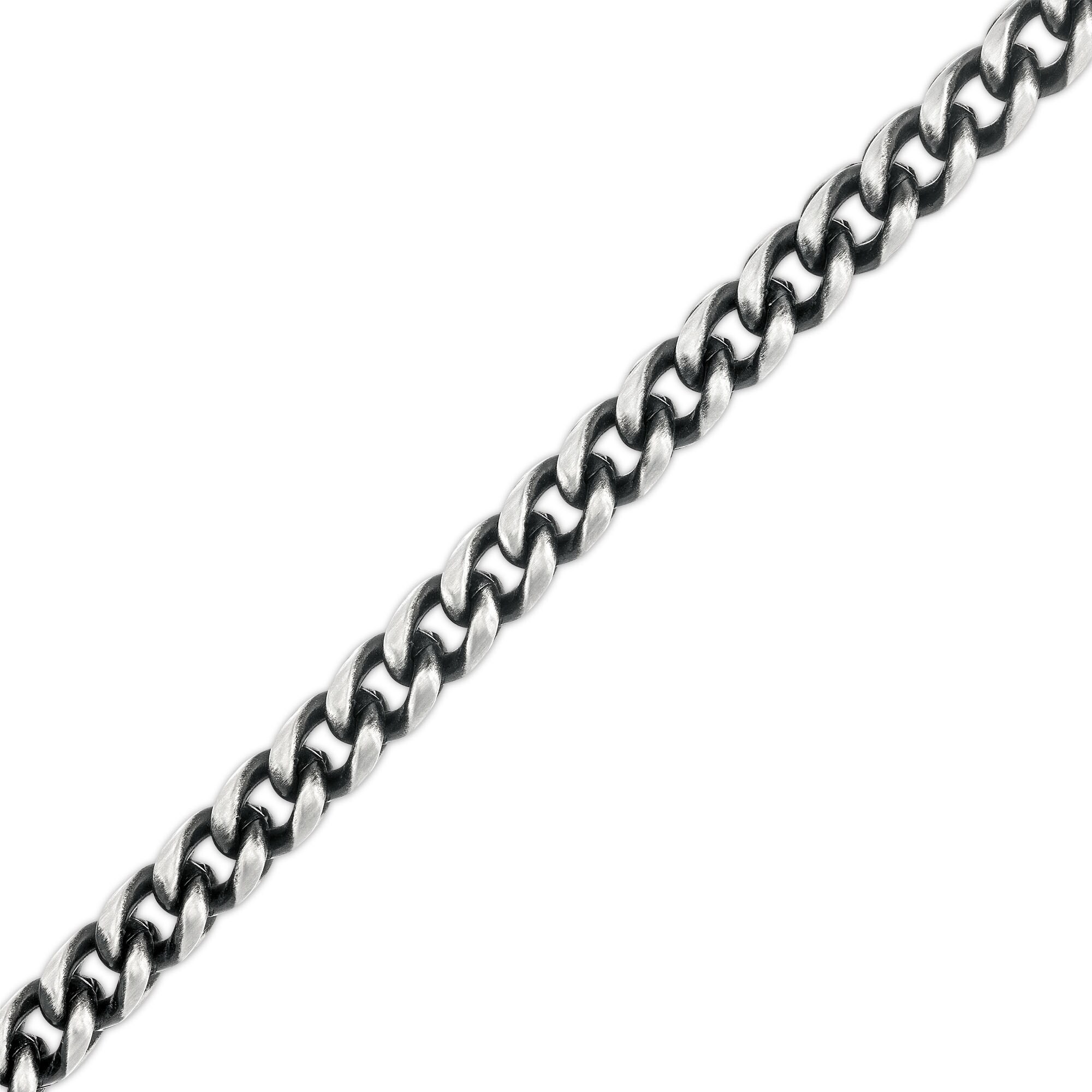 6.0mm Franco Chain Bracelet in Solid Stainless Steel with Black