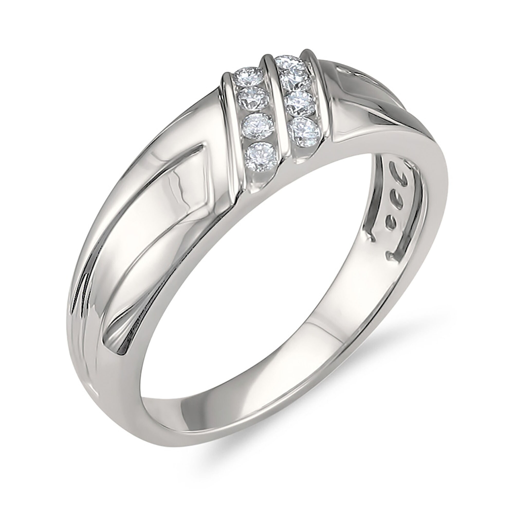 1/4 CT. T.W. Diamond Textured Band in 14K White Gold | Zales