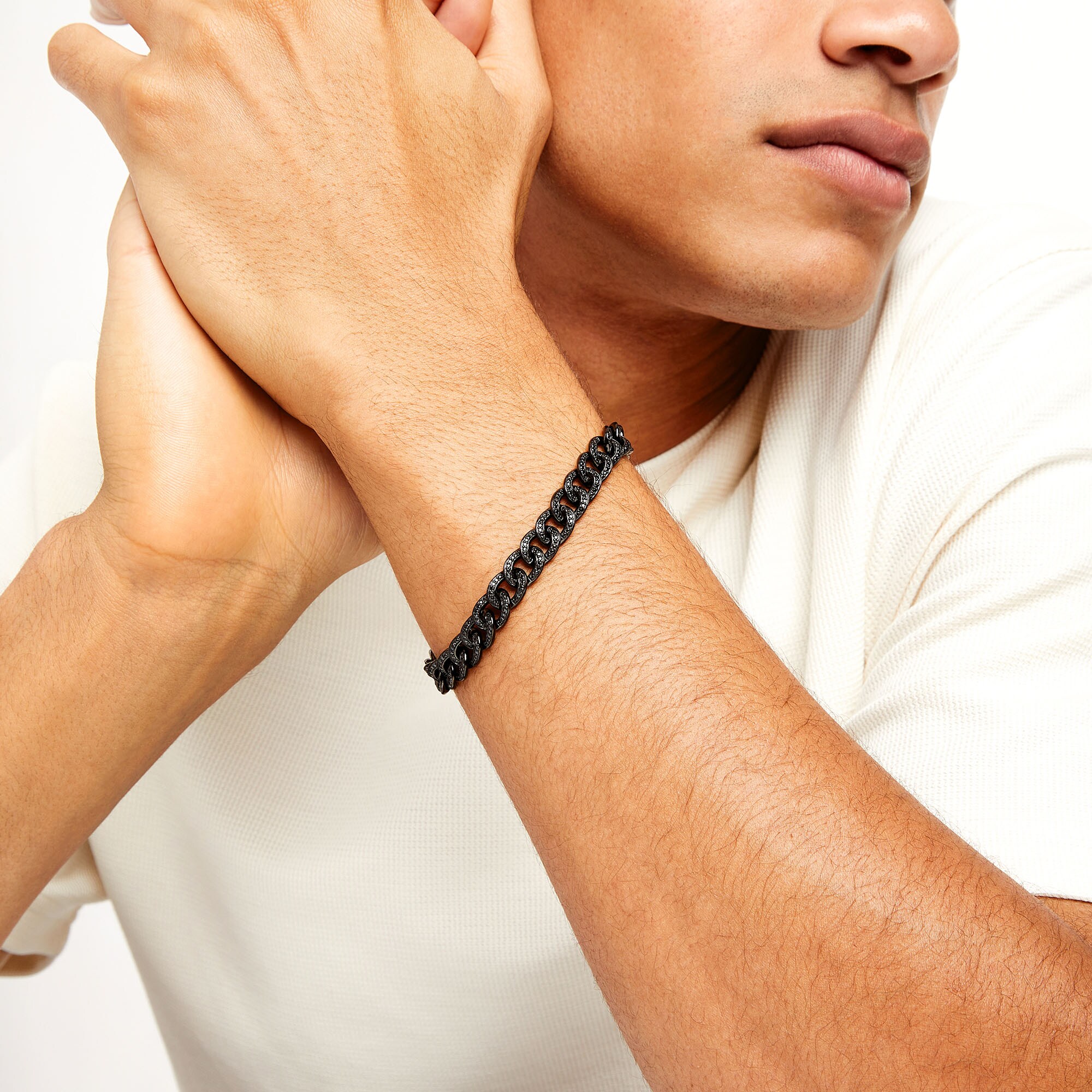 Vera Wang Men 1-3/4 CT. T.W. Black Diamond Curb Chain Bracelet in