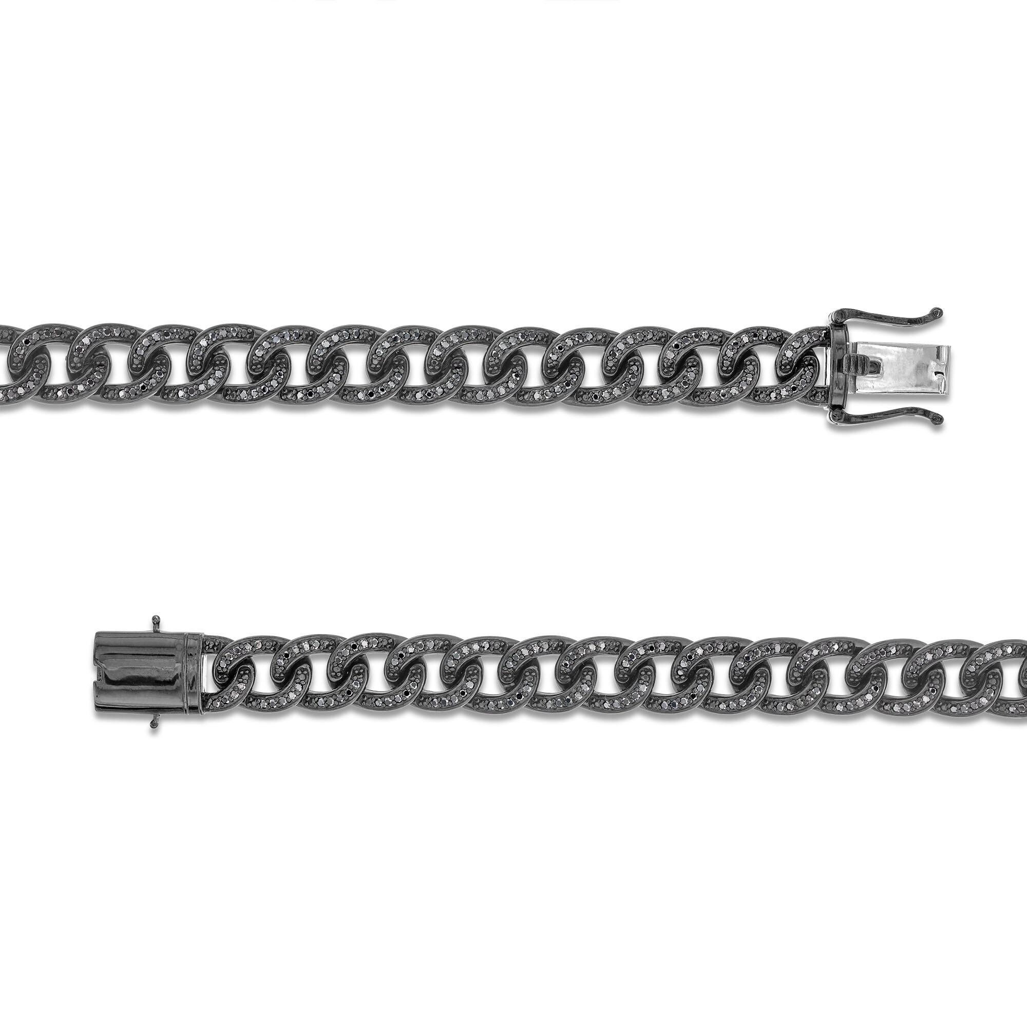Vera Wang Men 1-3/4 CT. T.W. Black Diamond Curb Chain Bracelet in