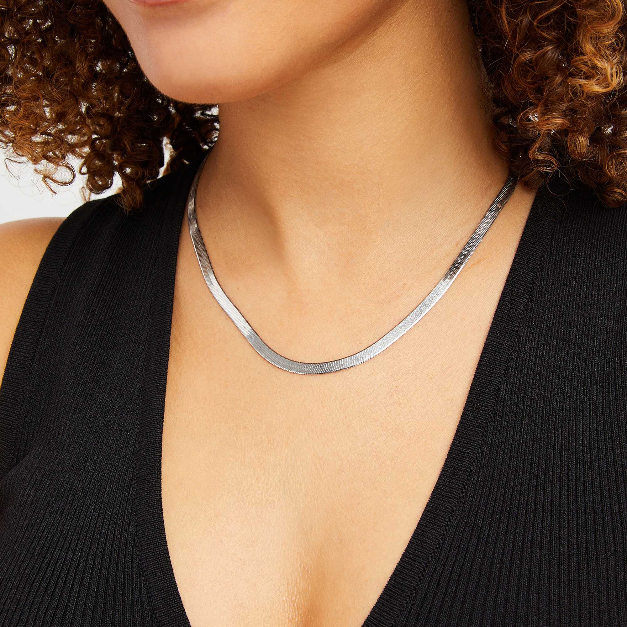 4.5mm Herringbone Chain Necklace in Solid Sterling Silver