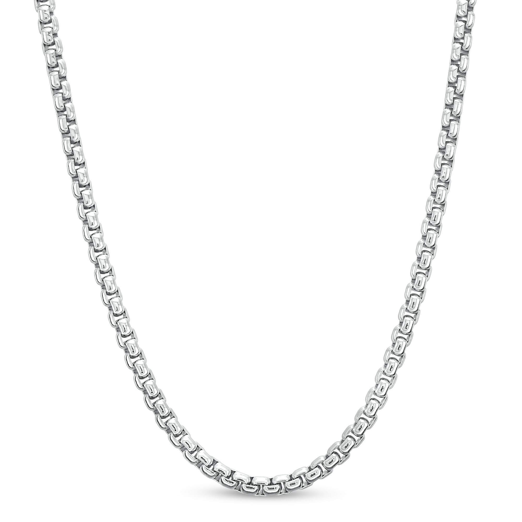 3.7mm Box Chain Necklace in Solid Sterling Silver - 22&quot