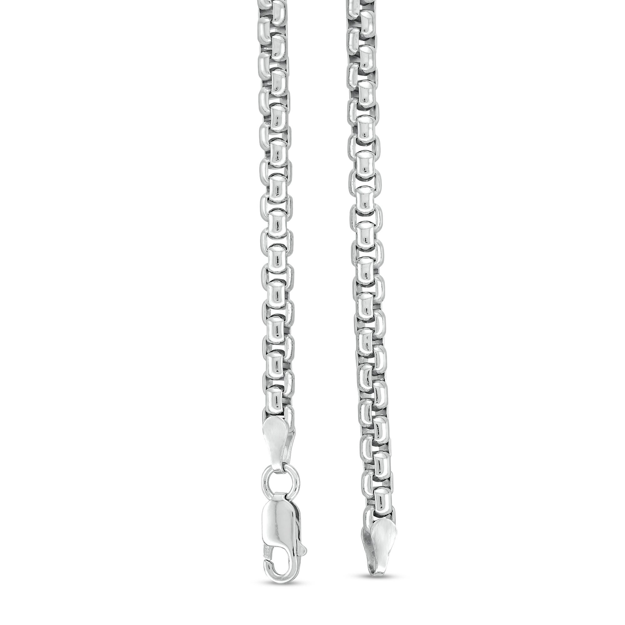 3.7mm Box Chain Necklace in Solid Sterling Silver - 22&quot