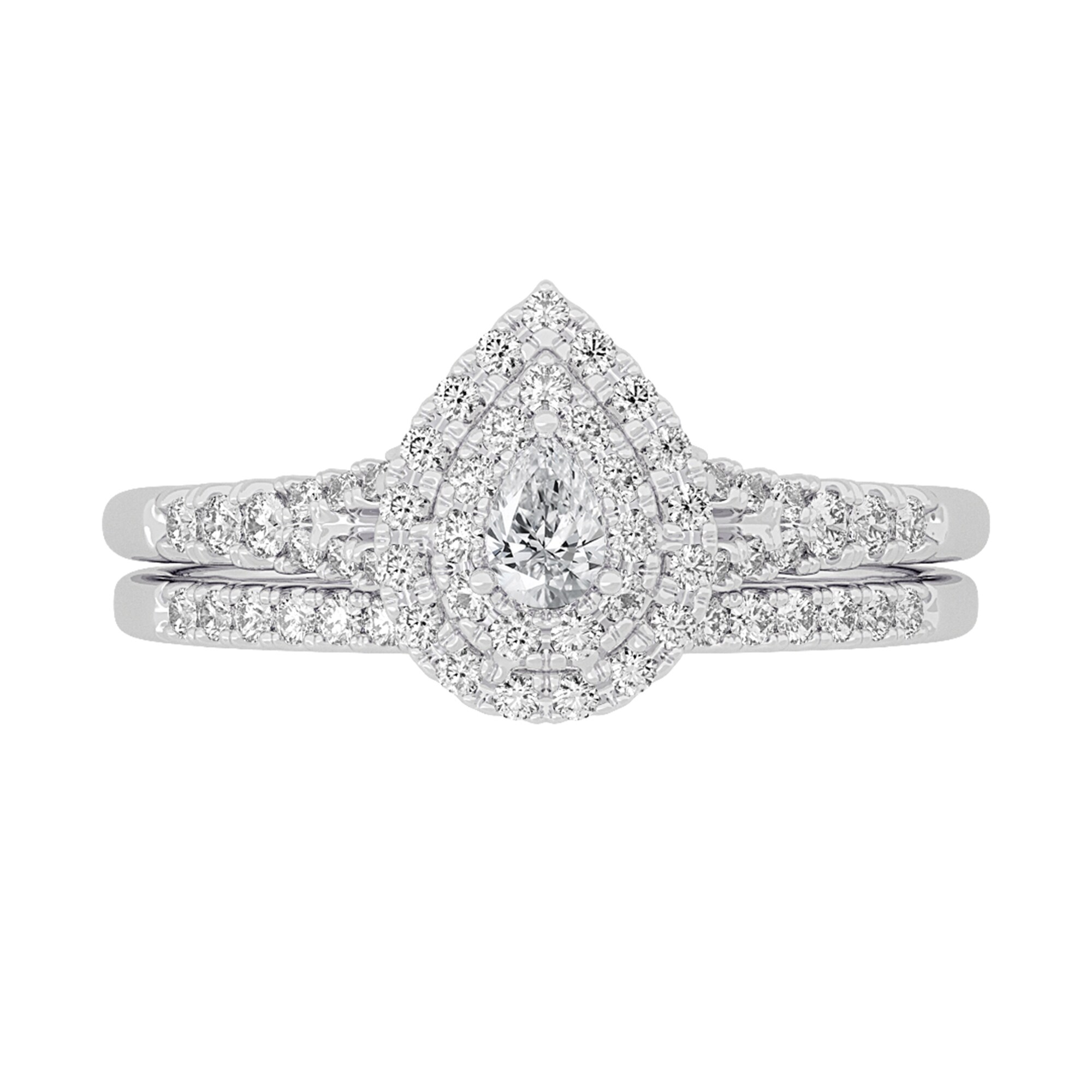 3/8 CT. T.W. Pear-Shaped Diamond Double Frame Split Shank Bridal