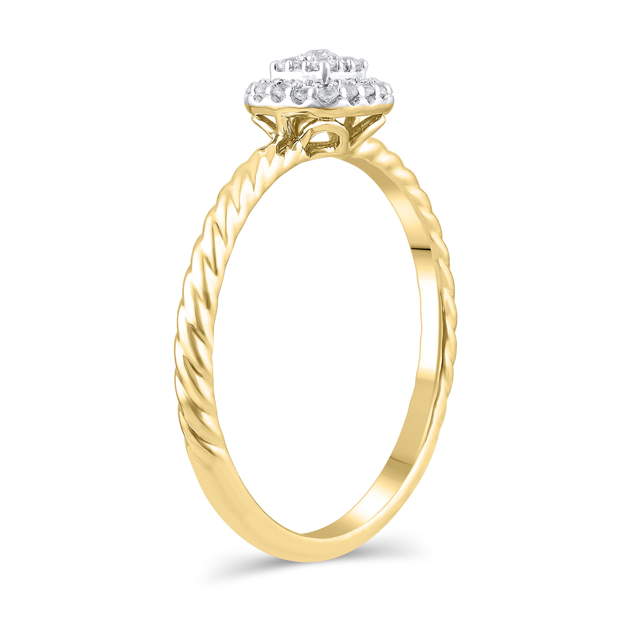1/6 CT. T.W. Cushion Multi-Diamond Rope Shank Ring in 10K Gold | Zales