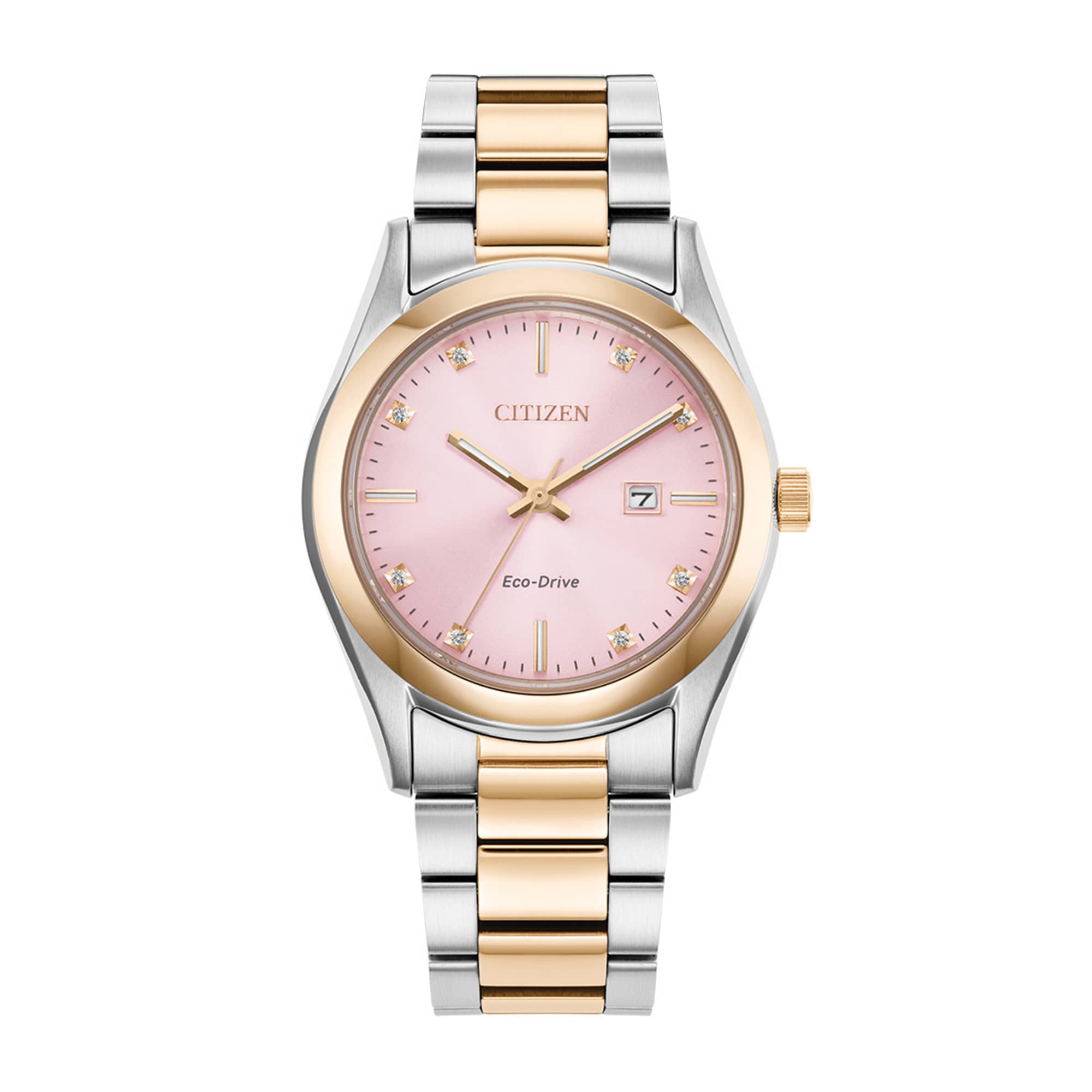 Ladies' Citizen Eco-Drive® Diamond Accent Rose Two-Tone Watch with