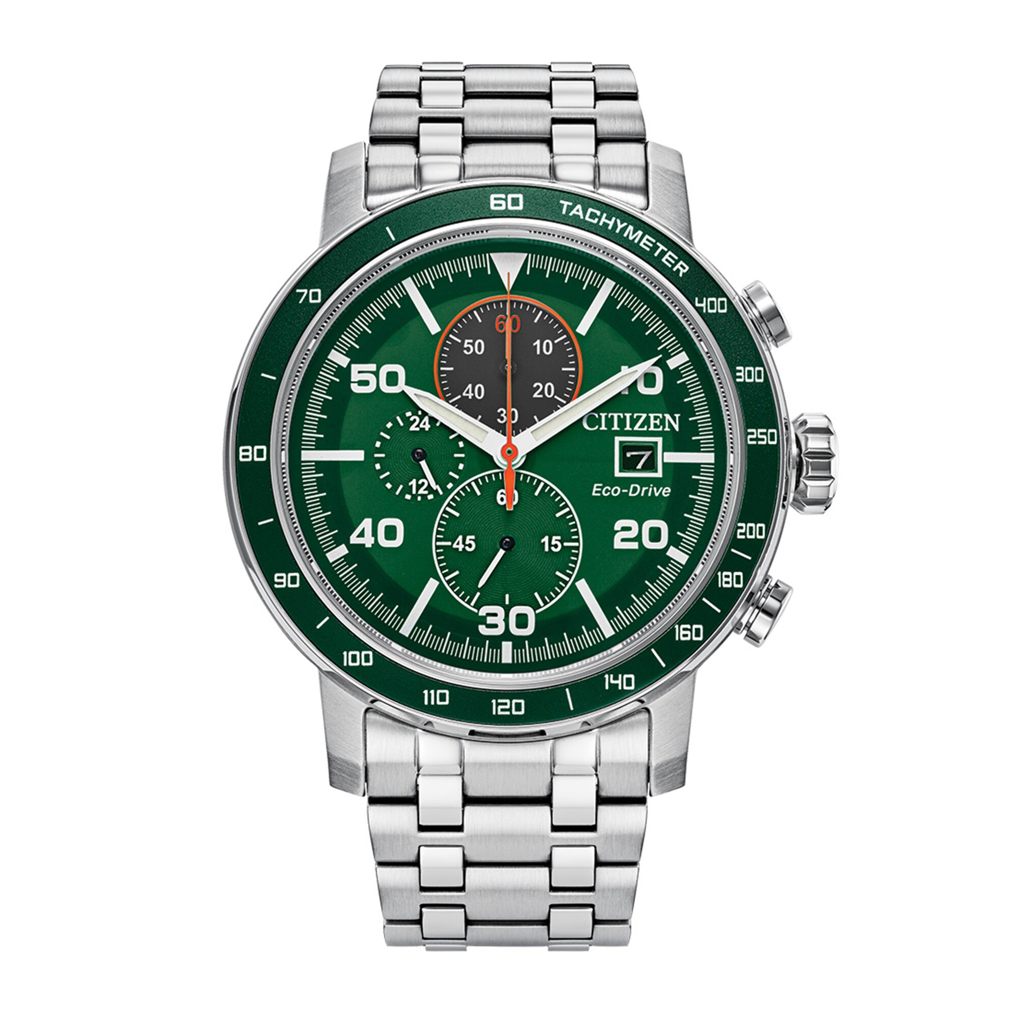 Men's Citizen Eco-Drive® Brycen Chronograph Silver-Tone Watch with