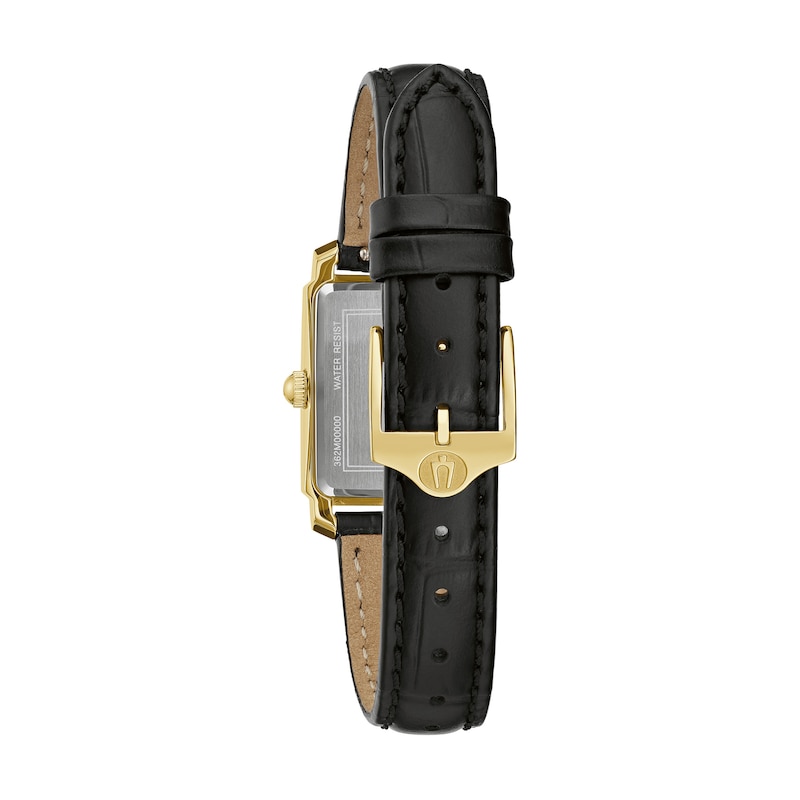 NWT Bulova Women\'s Diamond 30mm Gold Watch Black Dial Crocodile Leather Strap Imprinted Bulova Corporate Collection Womens Black Dial  main image 4