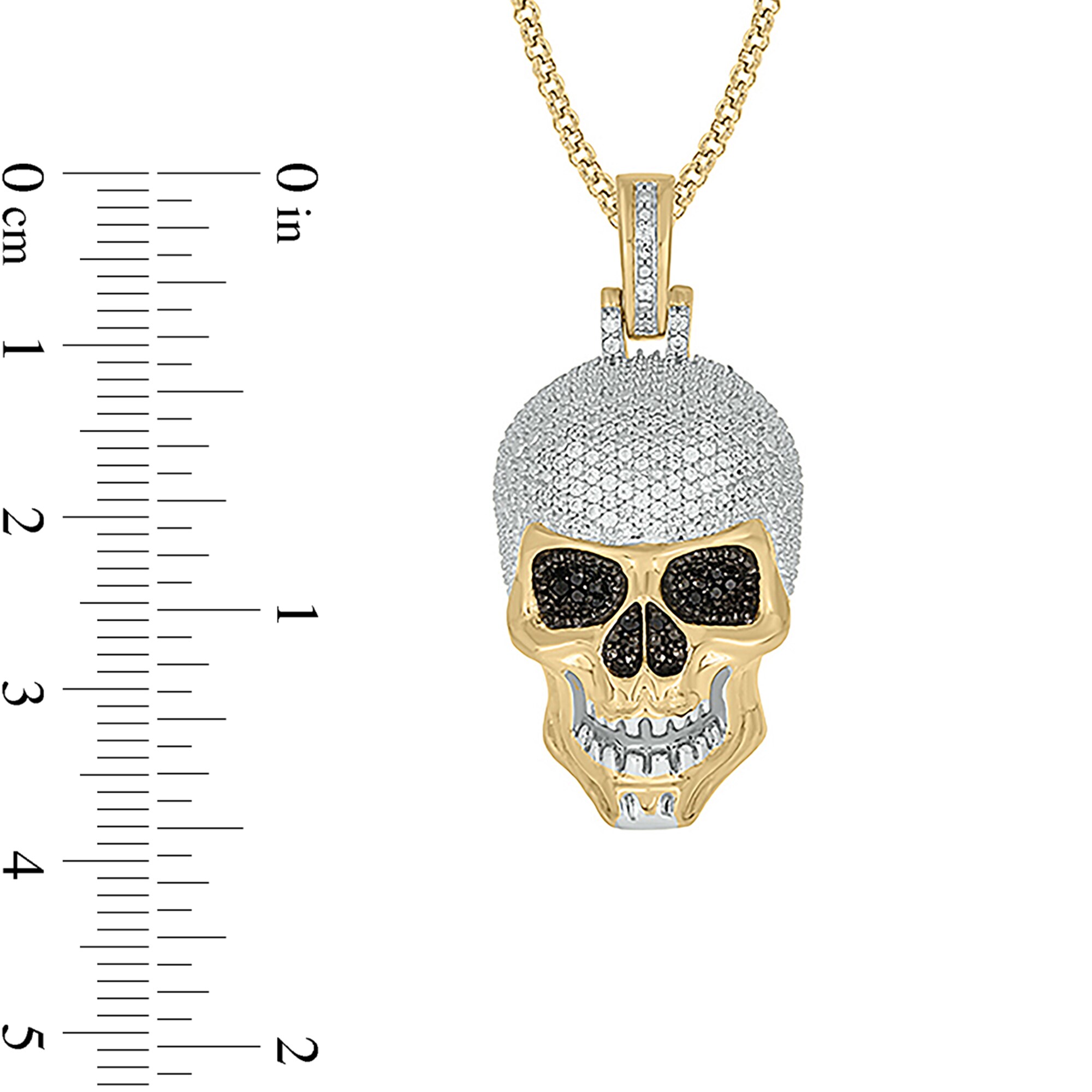 Men's 3/8 CT. T.W. Black and White Diamond Skull with Helmet