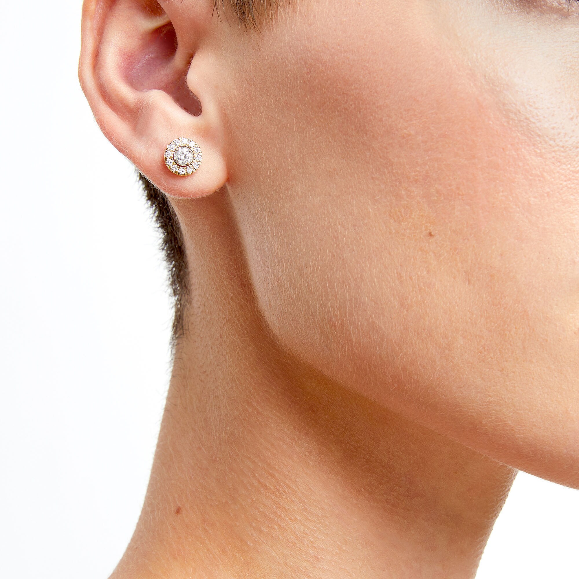 5/8 CT. T.W. Lab-Grown Diamond Frame Stud Earrings in 14K Gold (F