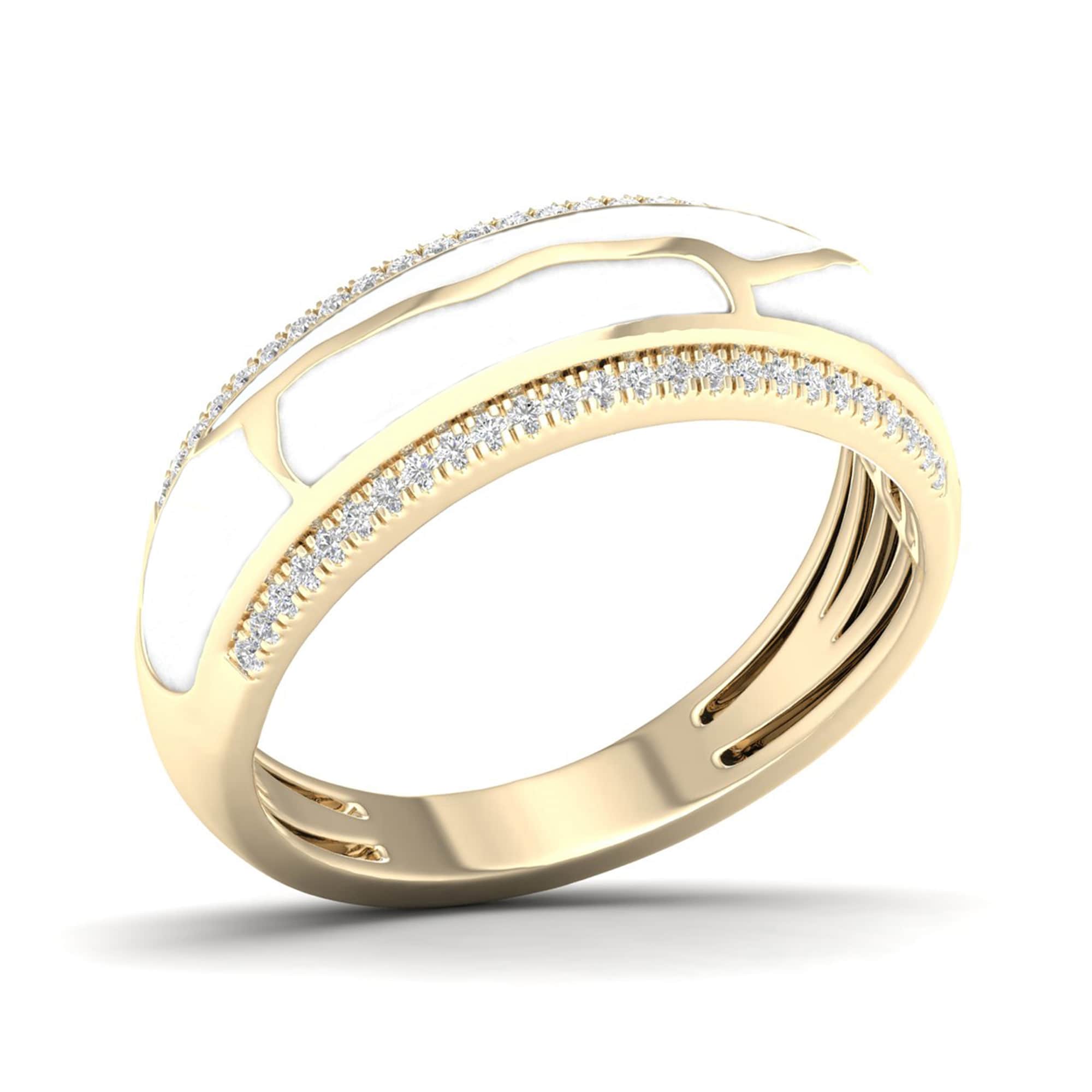 1/6 CT. T.W. Diamond Edge White Kintsugi-Style Band in 10K Gold