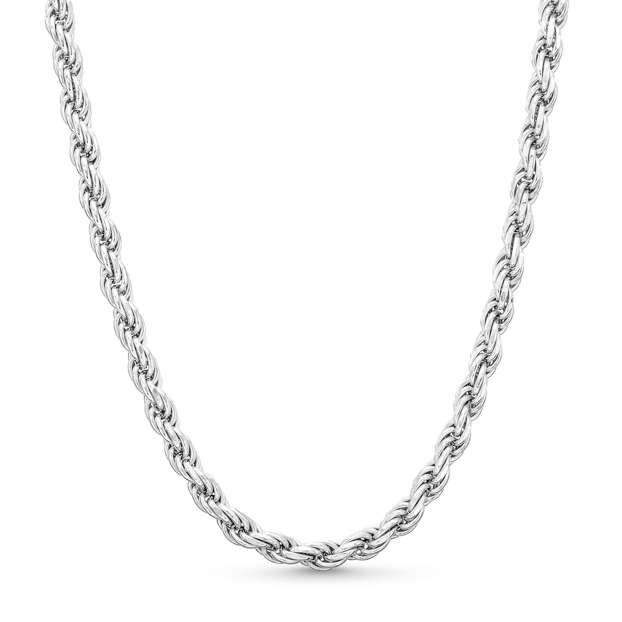 4.0mm Rope Chain Necklace in Solid Sterling Silver - 22&quot