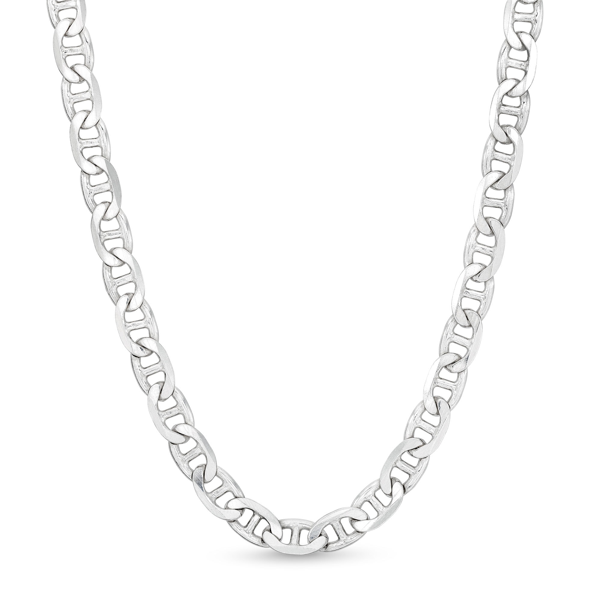 6.9mm Mariner Chain Necklace in Solid Sterling Silver - 22&quot