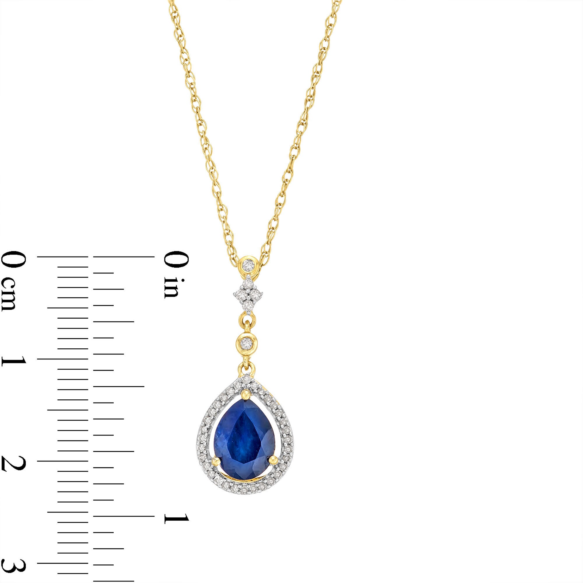 Pear-Shaped Blue Sapphire and 1/8 CT. T.W. Diamond Dangle Pendant