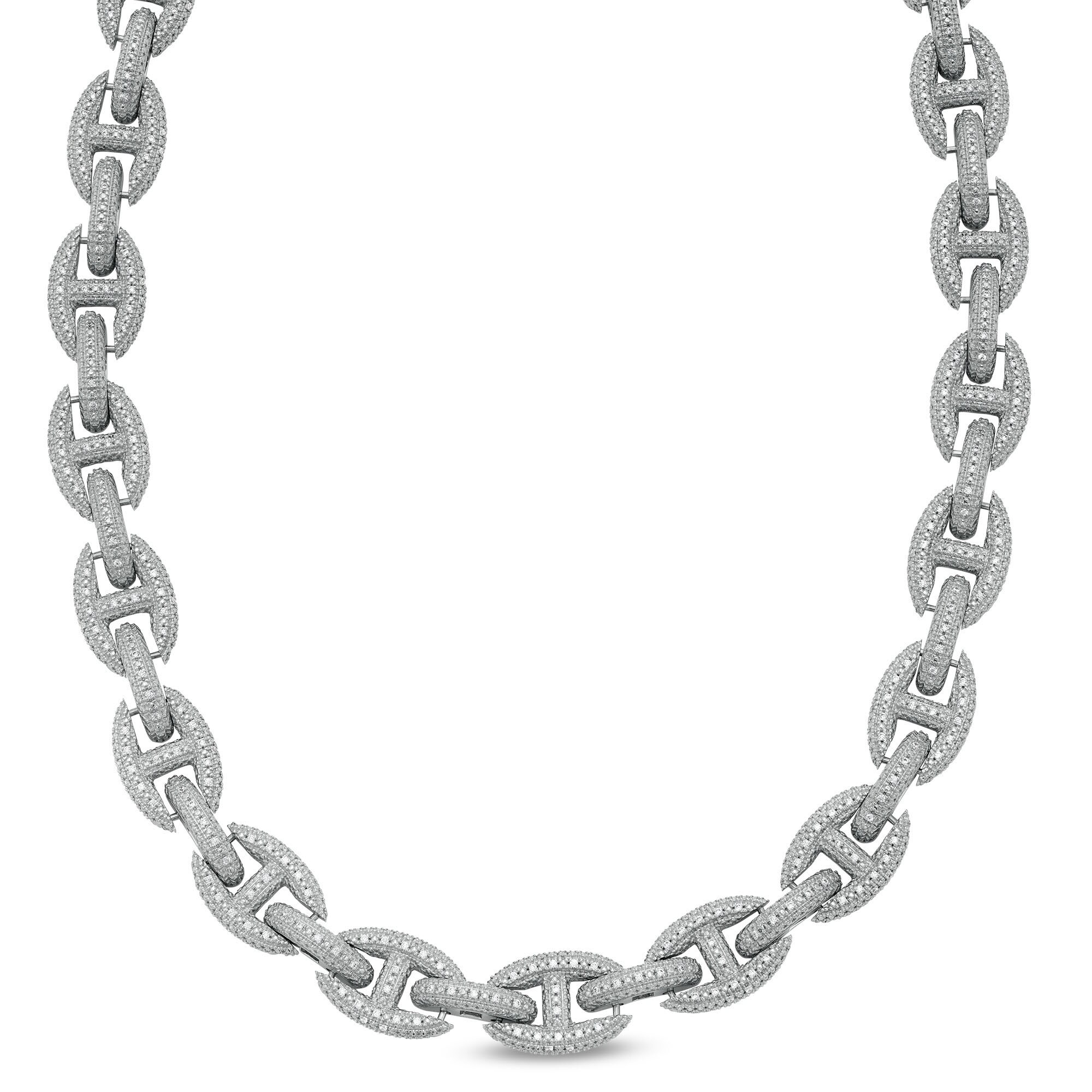 Men's 2 CT. T.W. Diamond Oval Chain Link Necklace in Sterling