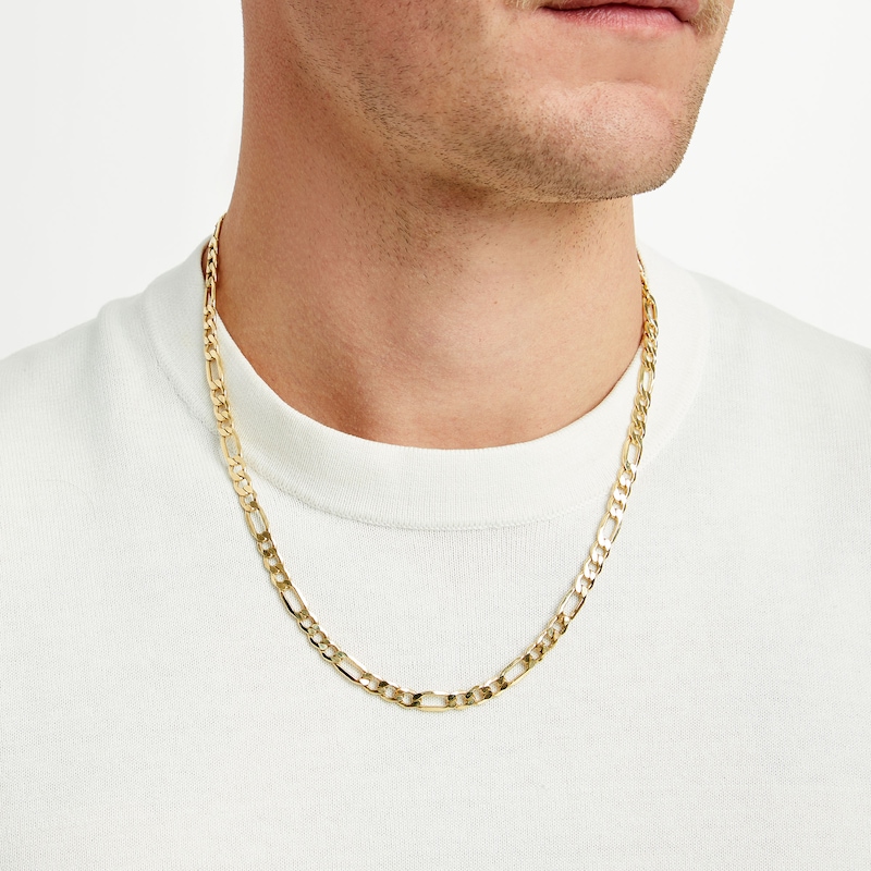 Men's Figaro Link Chain Necklace in Hollow 10K Gold