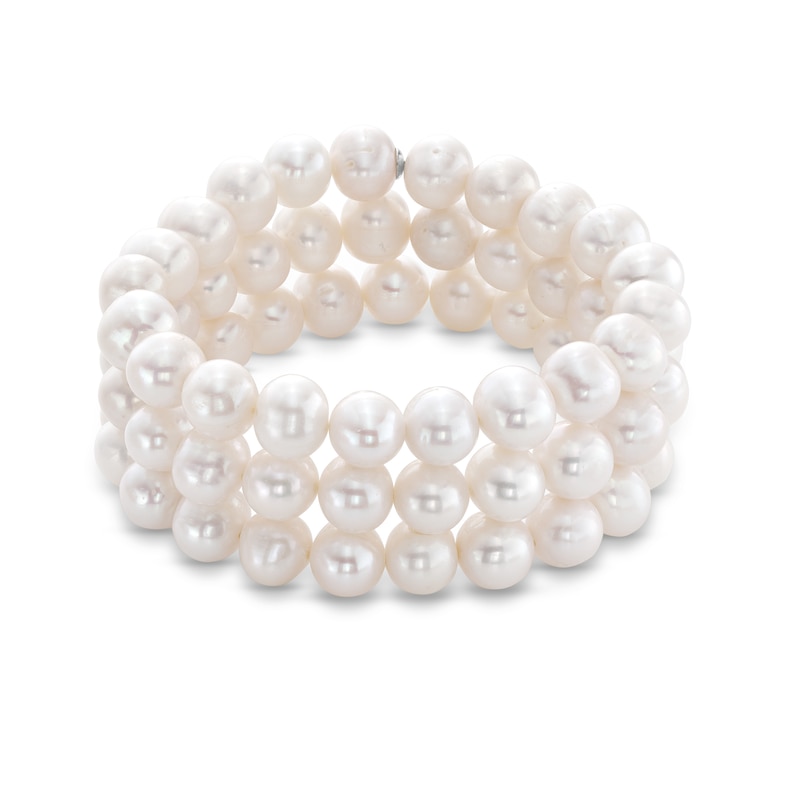 Oval Freshwater Cultured Pearl Triple Row Stretch