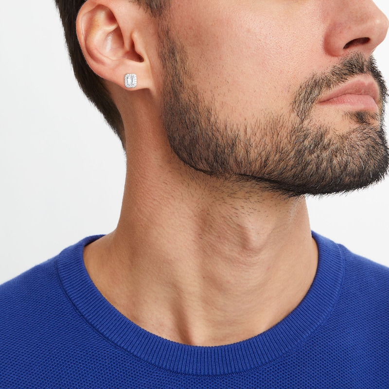 Emerald-Cut Certified Lab-Grown Diamond Frame Stud