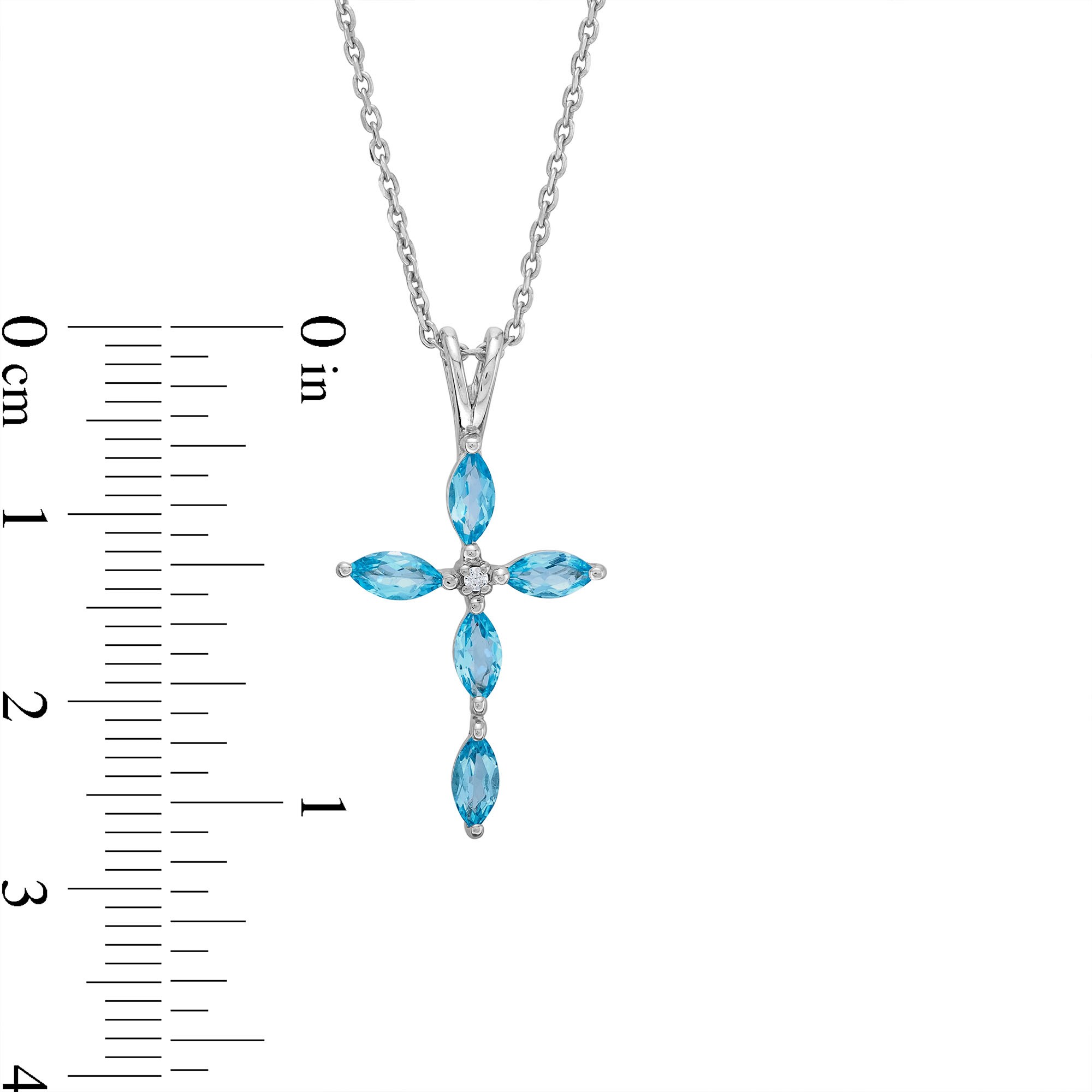 Marquise Swiss Blue Topaz and White Lab-Created Sapphire Cross