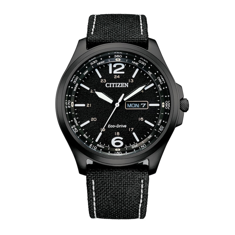 Men's Citizen Eco-Drive® Classic Black Leather Strap Watch with
