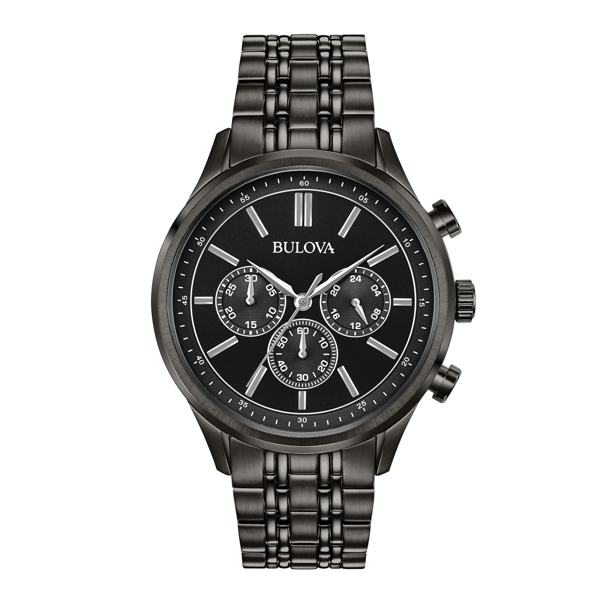 Men's Bulova Gunmetal Grey IP Chronograph Watch with Black Dial
