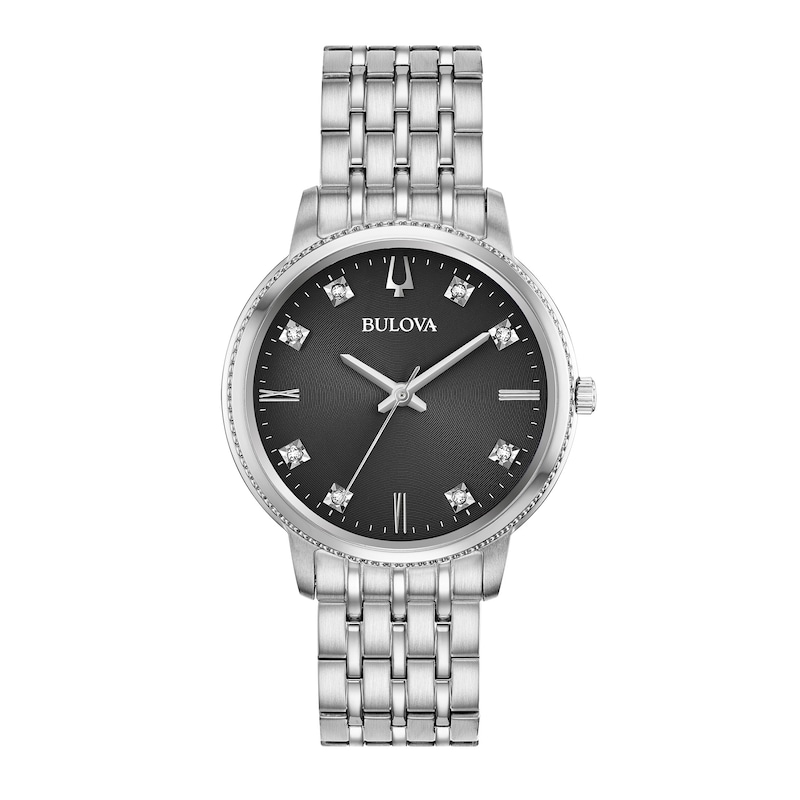 Bulova Silver and Black Women\'s Watch Bulova Futuro Womens Diamond Mother of Pearl Black Dial  main image 3