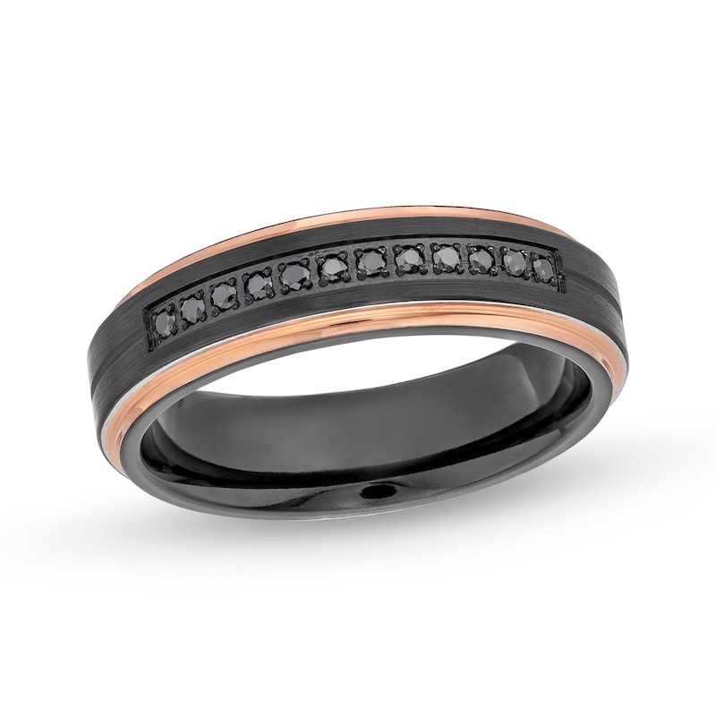 Black Tungsten and Black Diamond Wedding Band