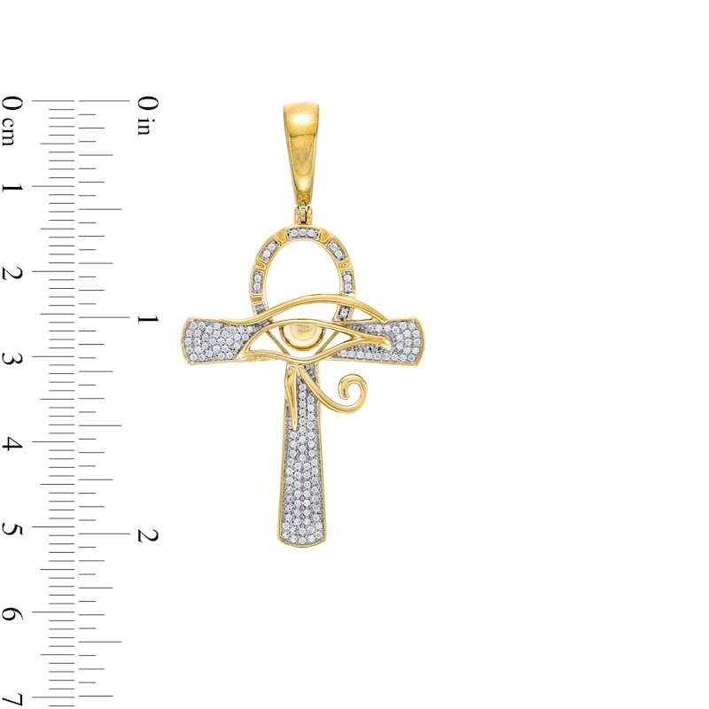 Diamond Ankh with Eye of Horus Necklace Charm in 10K