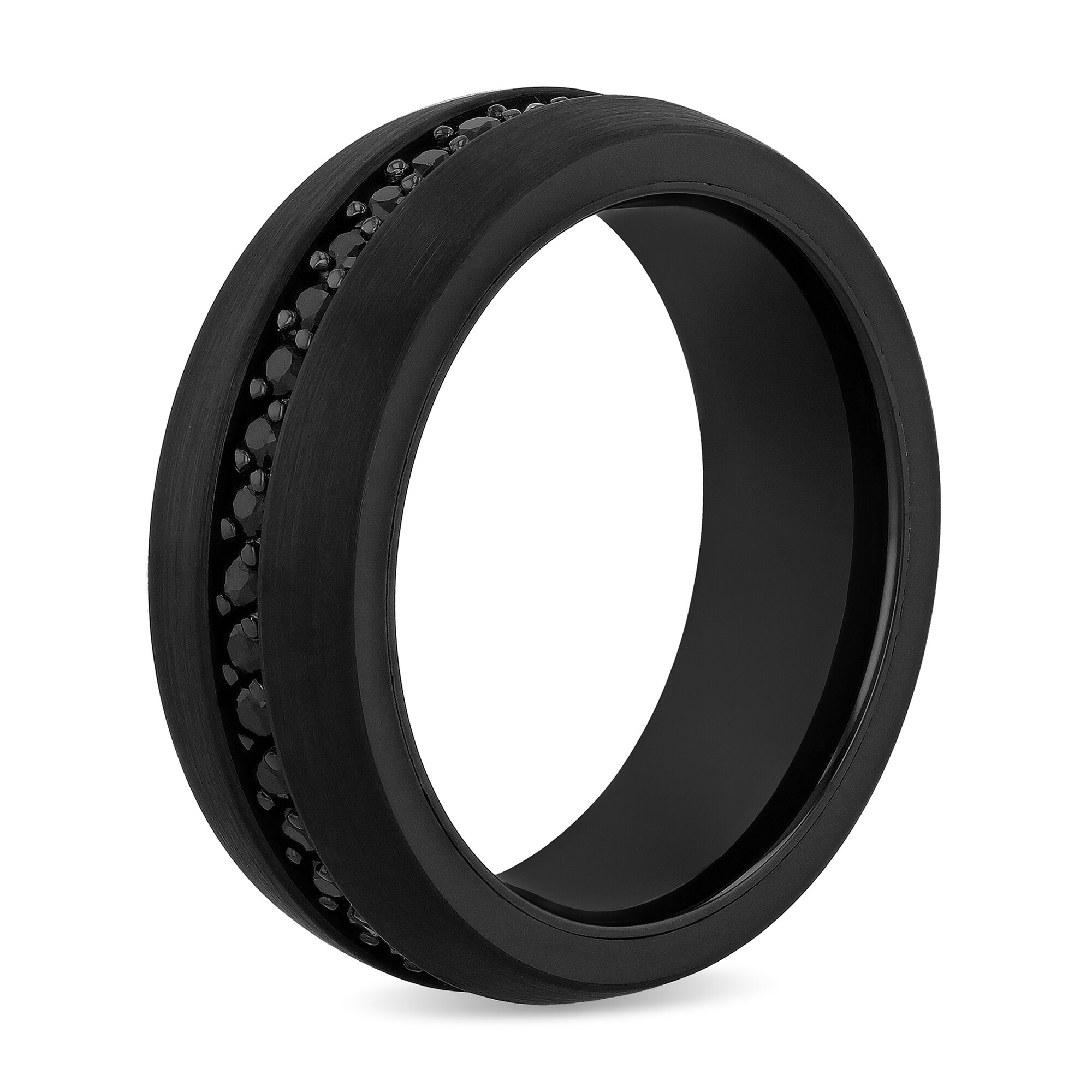 8.0mm Black Sapphire Wedding Band in Black Ion-Plated Tungsten