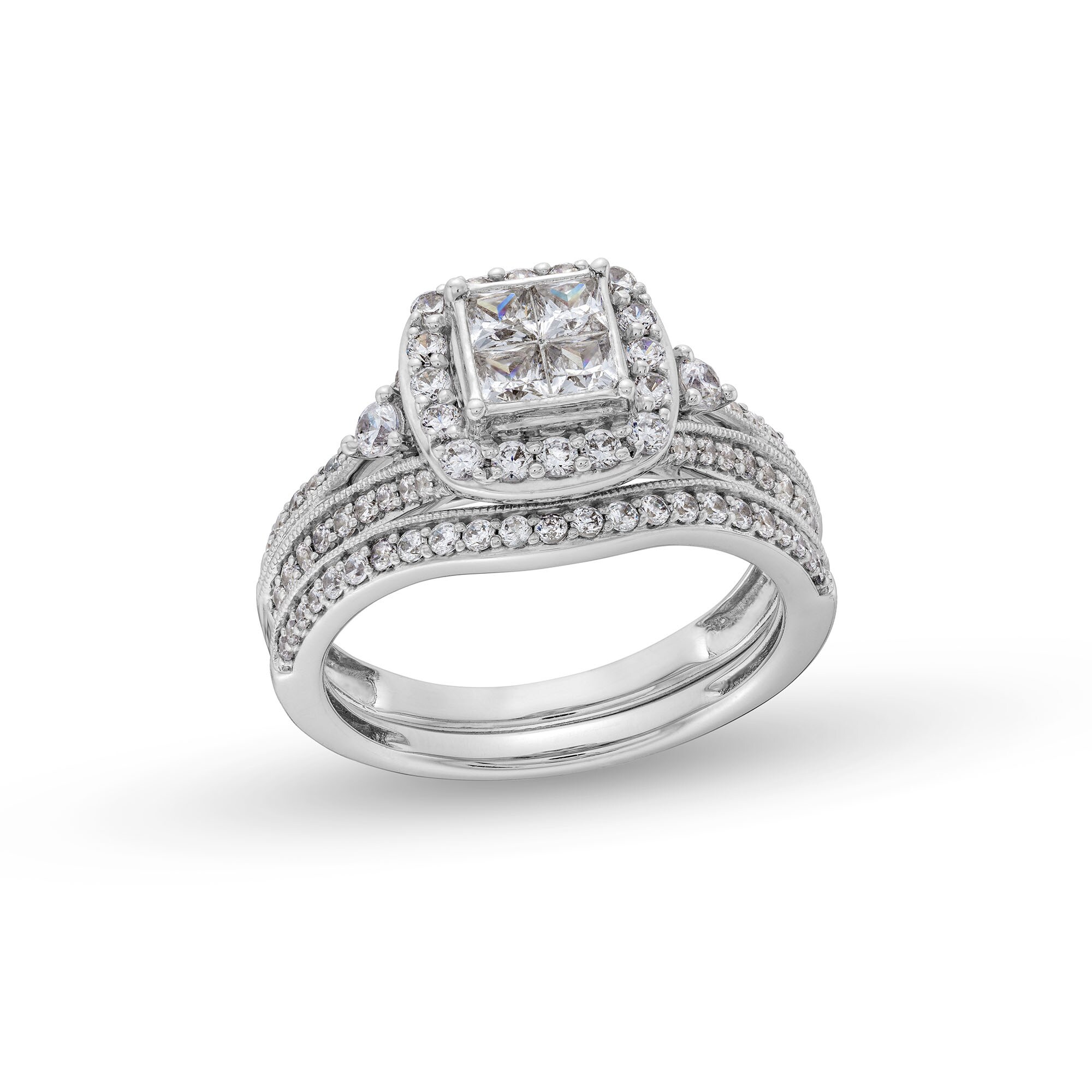 1 CT. T.W. Princess-Cut Diamond Quad Bridal Set in 10K White Gold