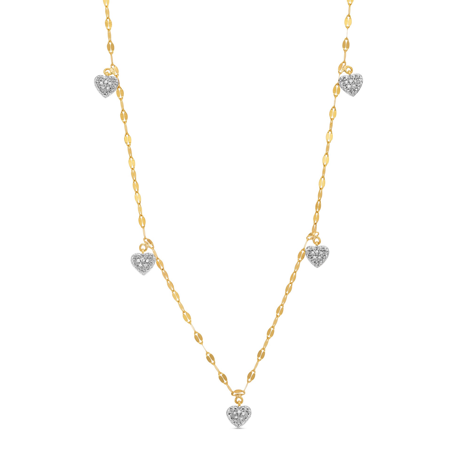 1/10 CT. T.W. Heart-Shaped Multi-Diamond Dangle Station Necklace