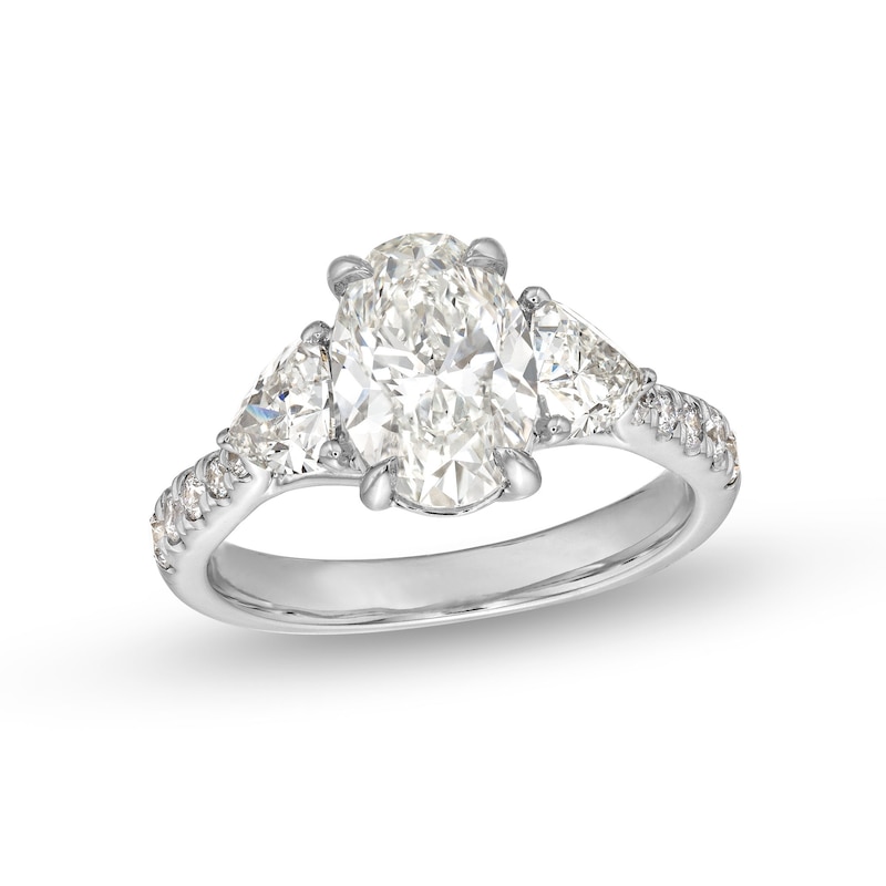 Certified Oval and Trillion-Cut Lab-Grown Diamond Engagement  Ring in 14K White Gold (I/VS2)
