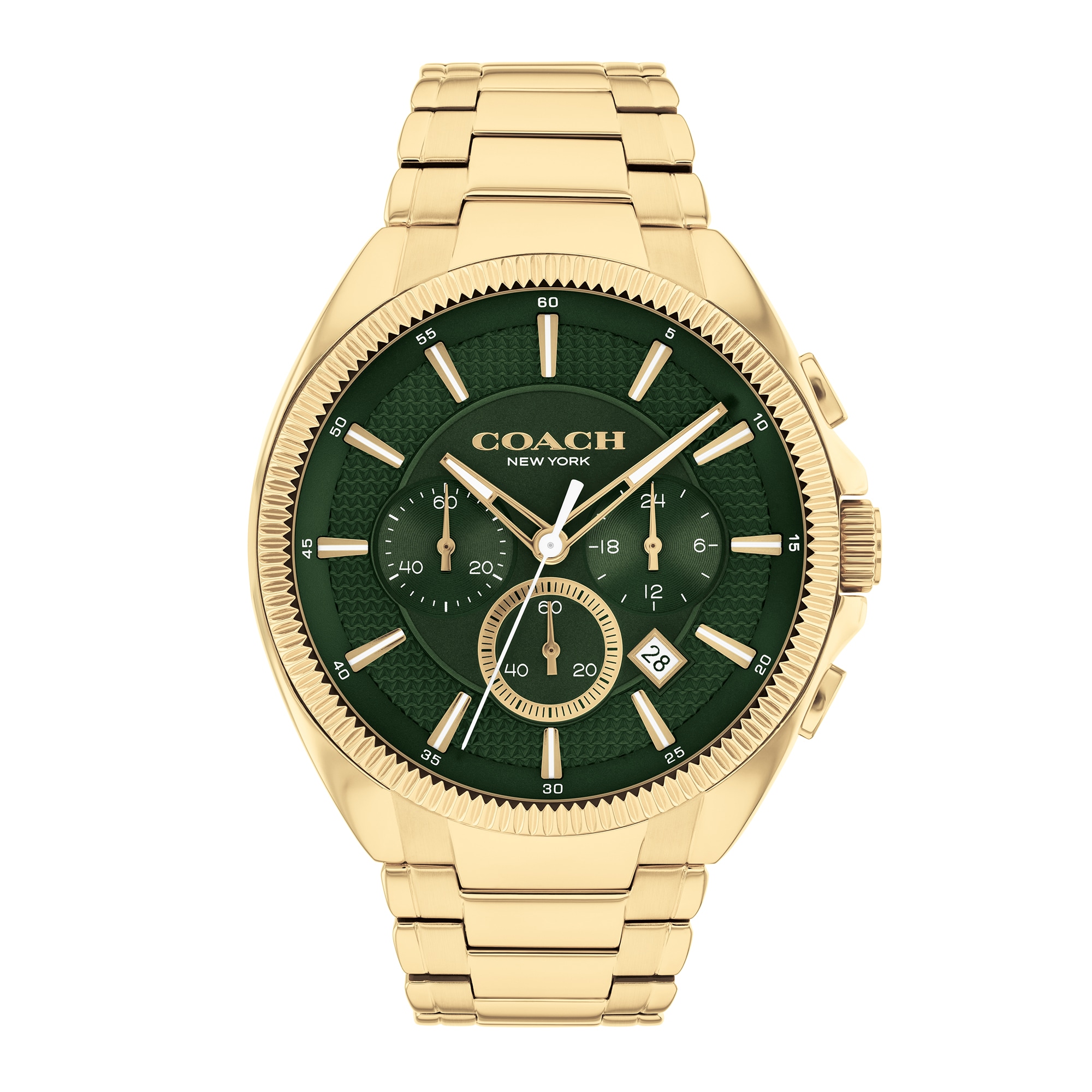 Men's Coach Jackson Gold-Tone IP Chronograph Watch with Green Dial