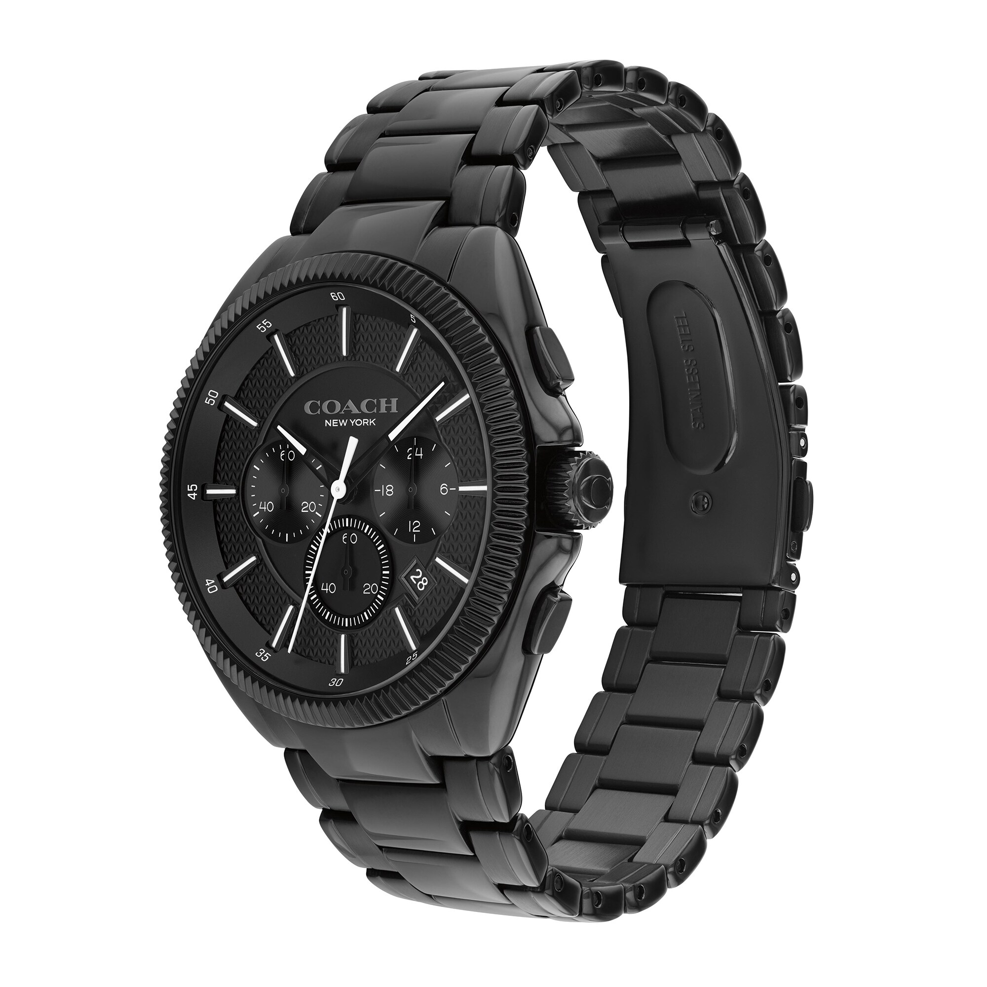 Men's Coach Jackson Black IP Chronograph Watch with Black Dial