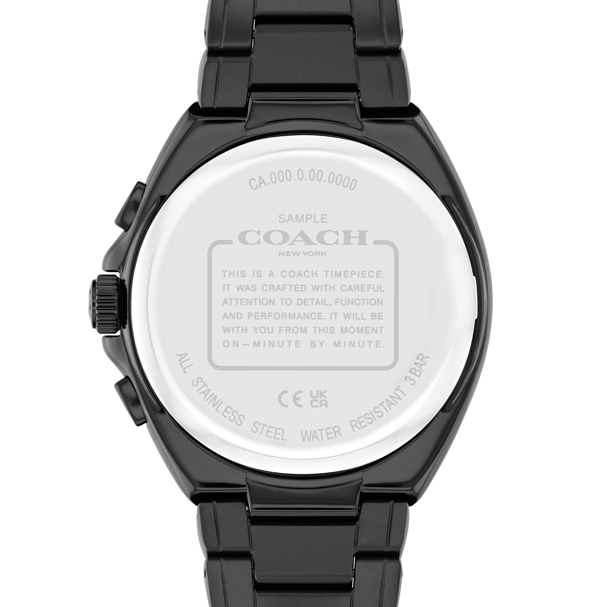 Men's Coach Jackson Black IP Chronograph Watch with Black Dial