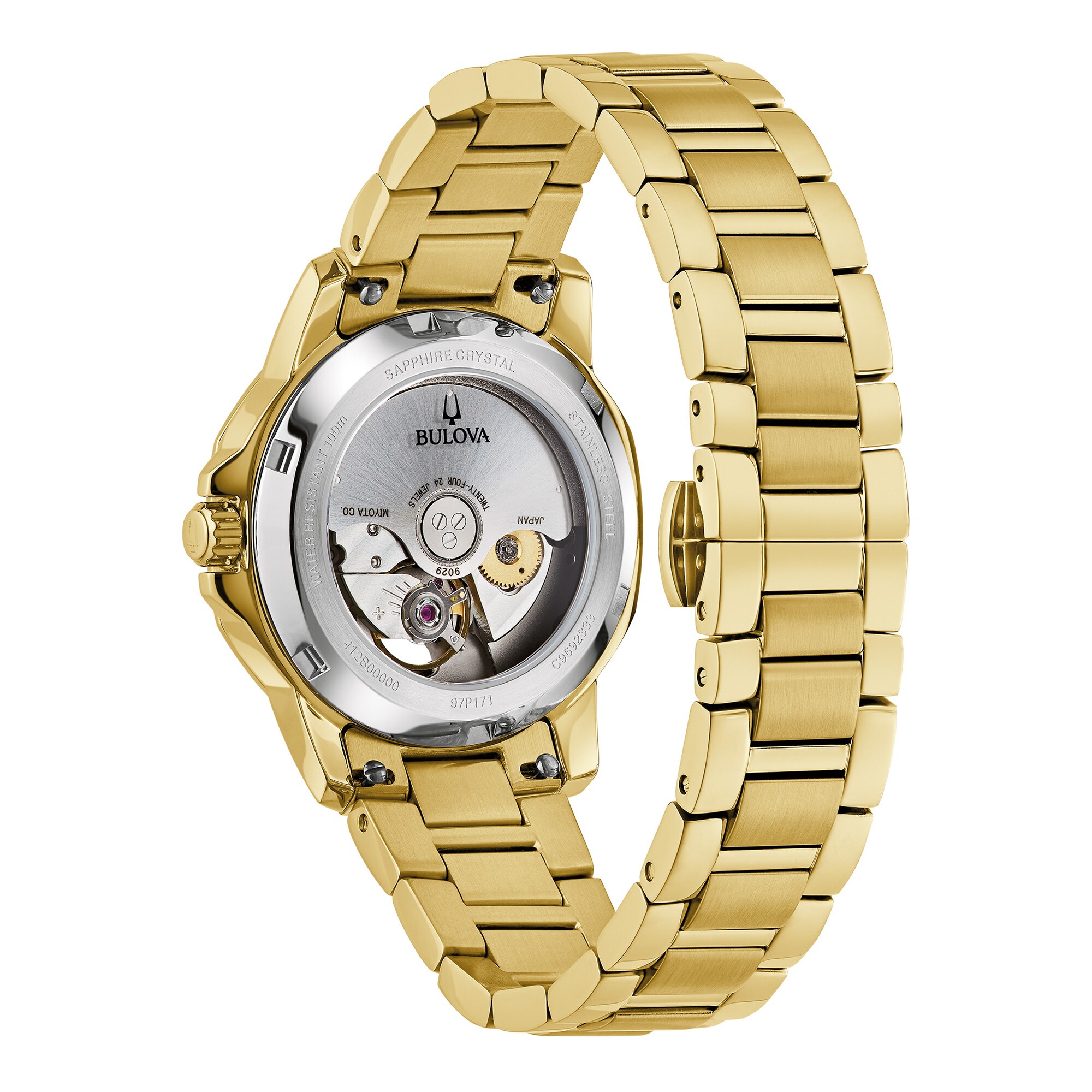 Ladies' Bulova Marine Star Black Mother of Pearl and Diamond Dial