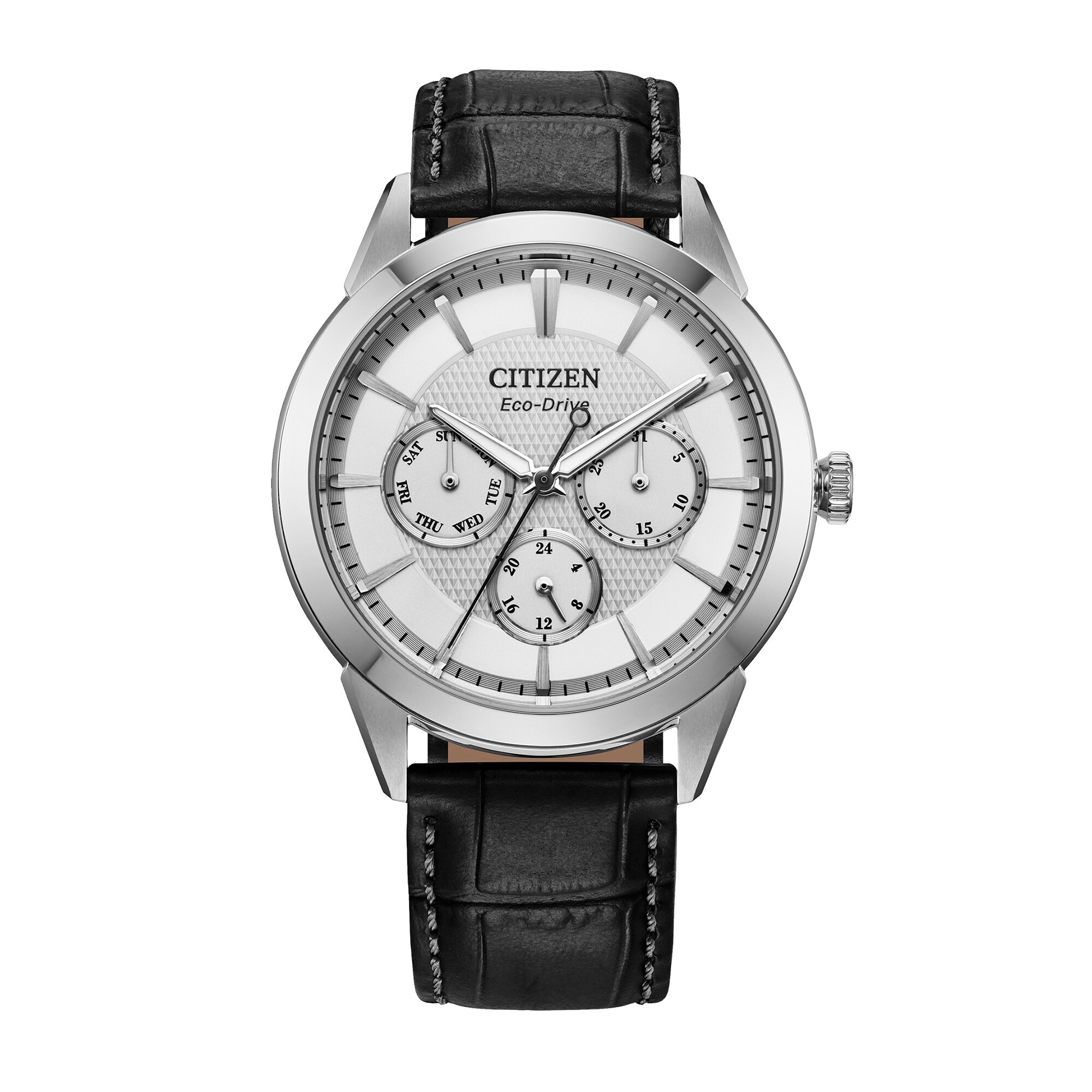 Men's Citizen Rolan Watch in Stainess Steel with Grey Leather